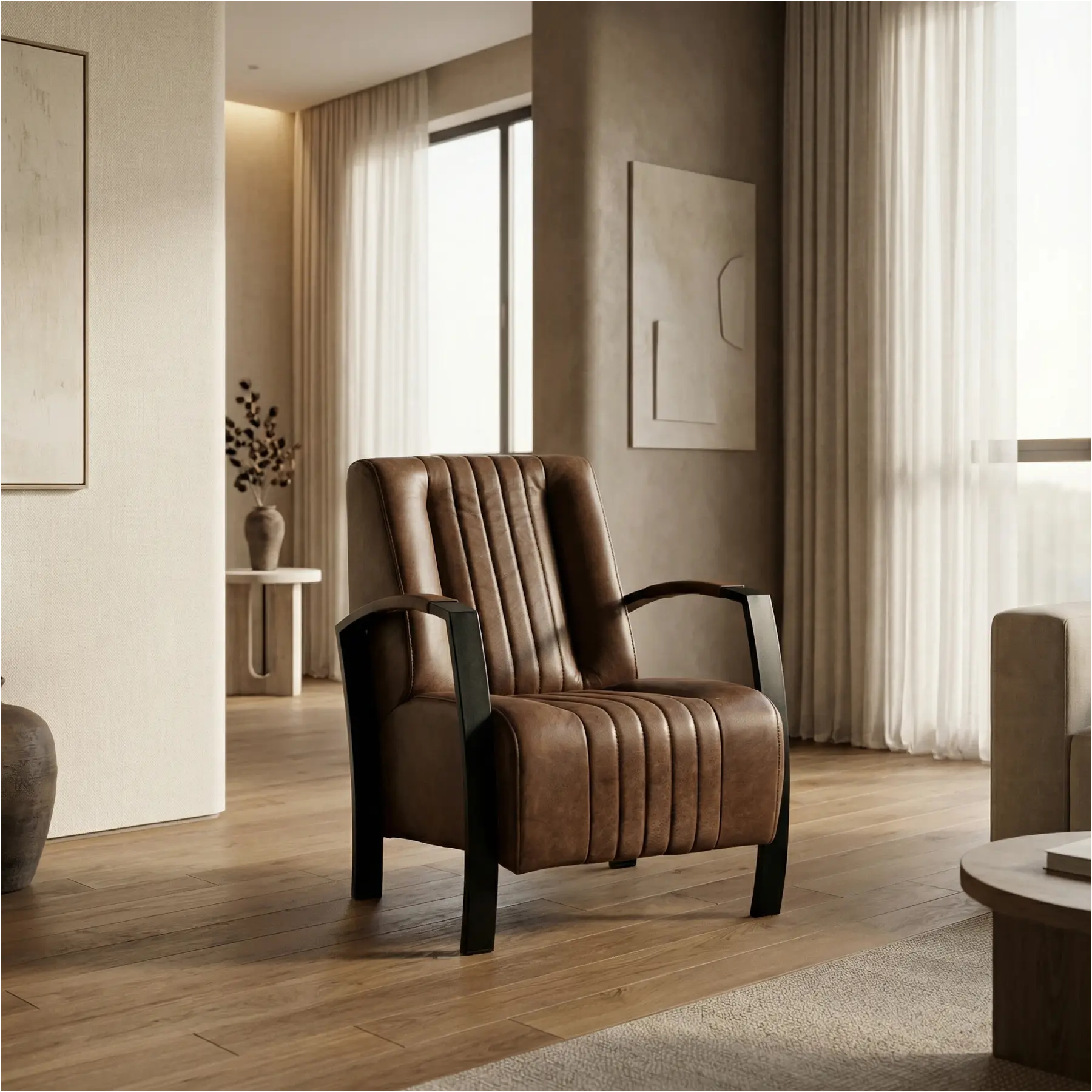 afbeelding van Leren fauteuil Glamour - Vintage Brown (bruin)