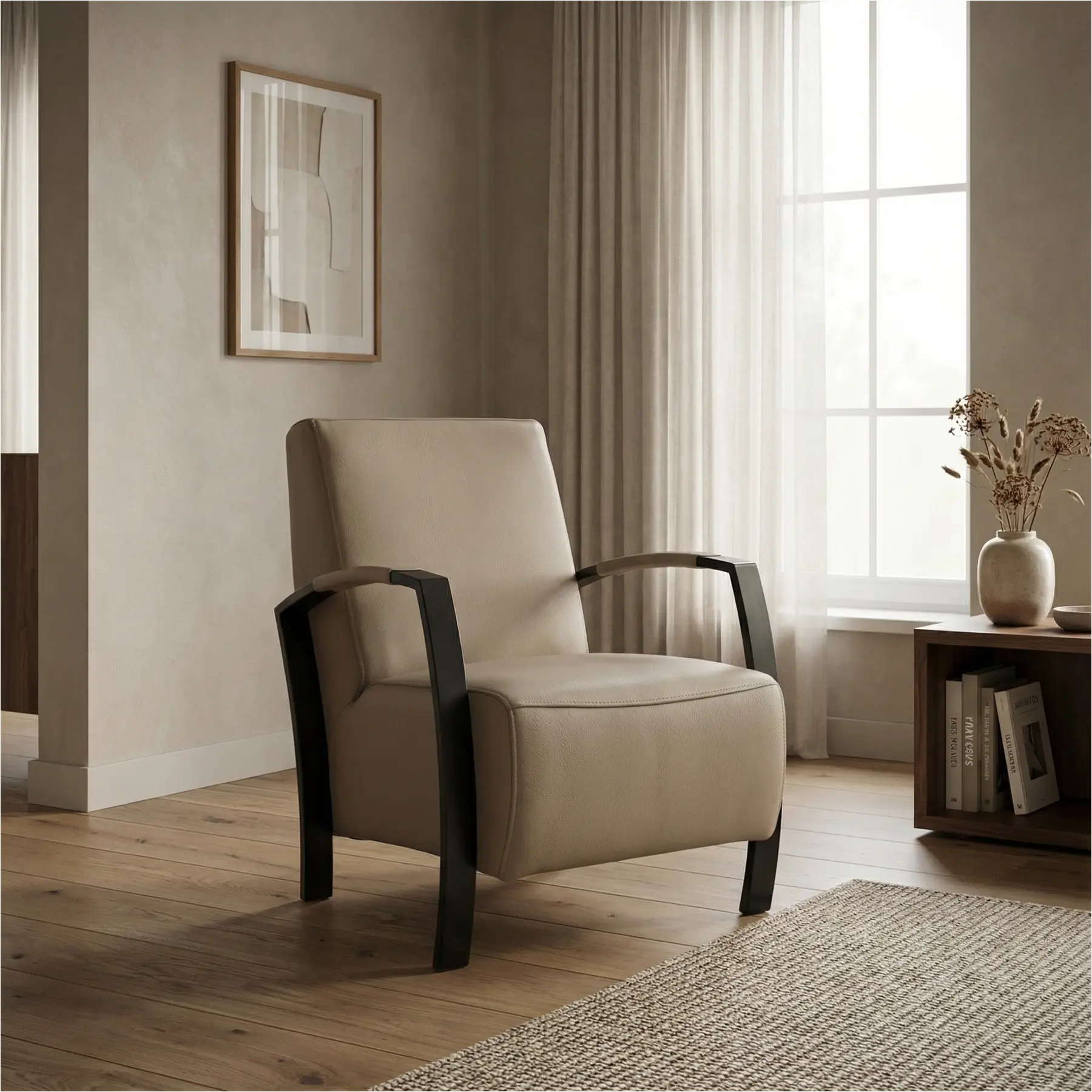 afbeelding van Leren fauteuil Glory - Toledo Khaki (taupe/bruin)
