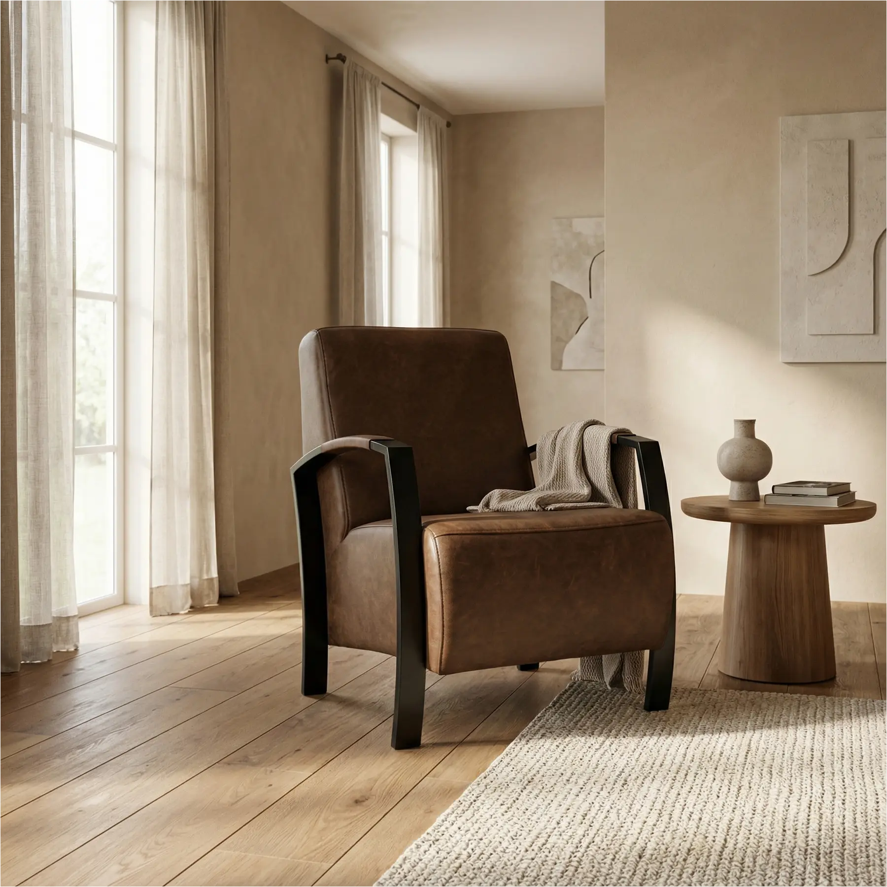 afbeelding van Leren fauteuil Glory - Vintage Brown (bruin)