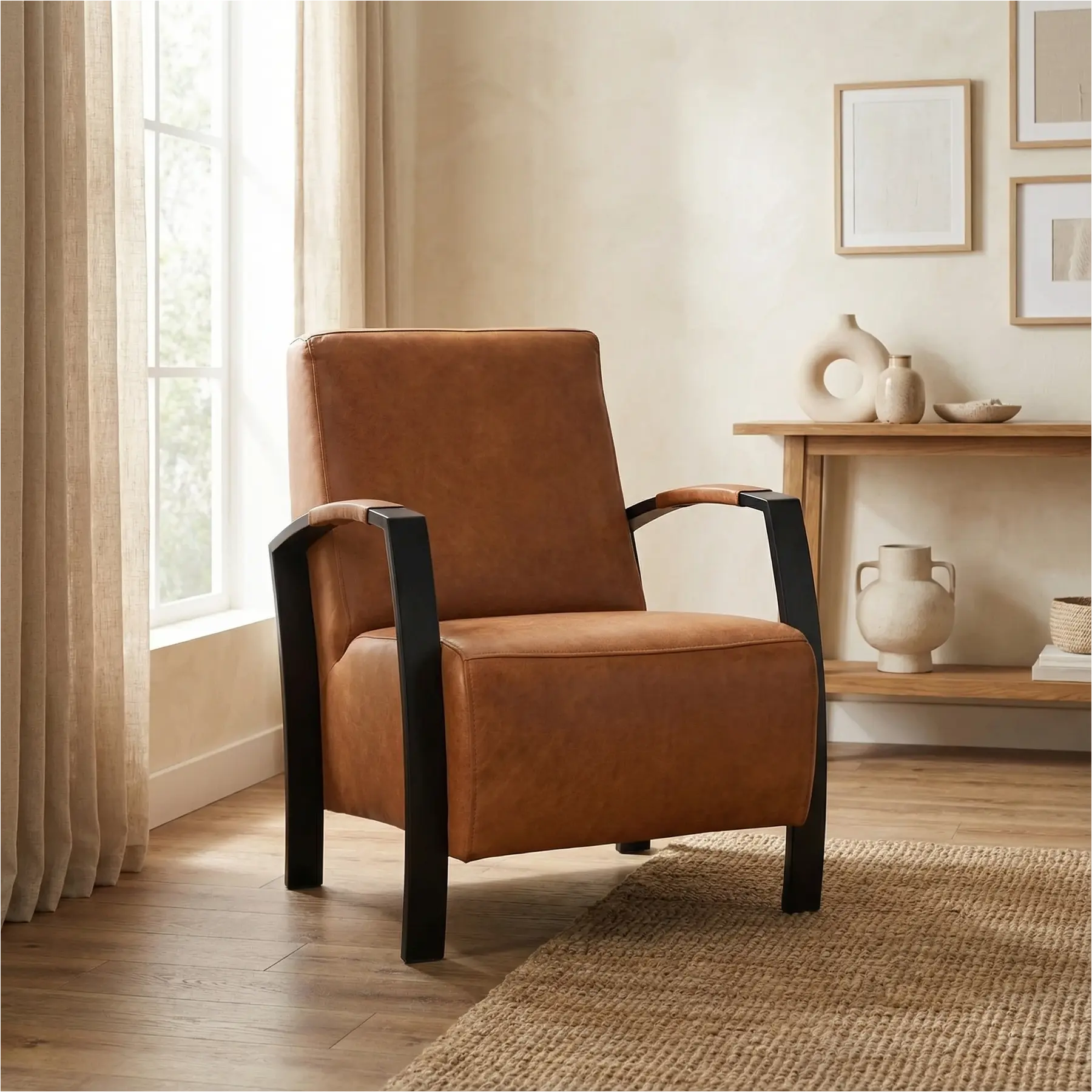 afbeelding van Leren fauteuil Glory - Vintage Cognac (cognac)