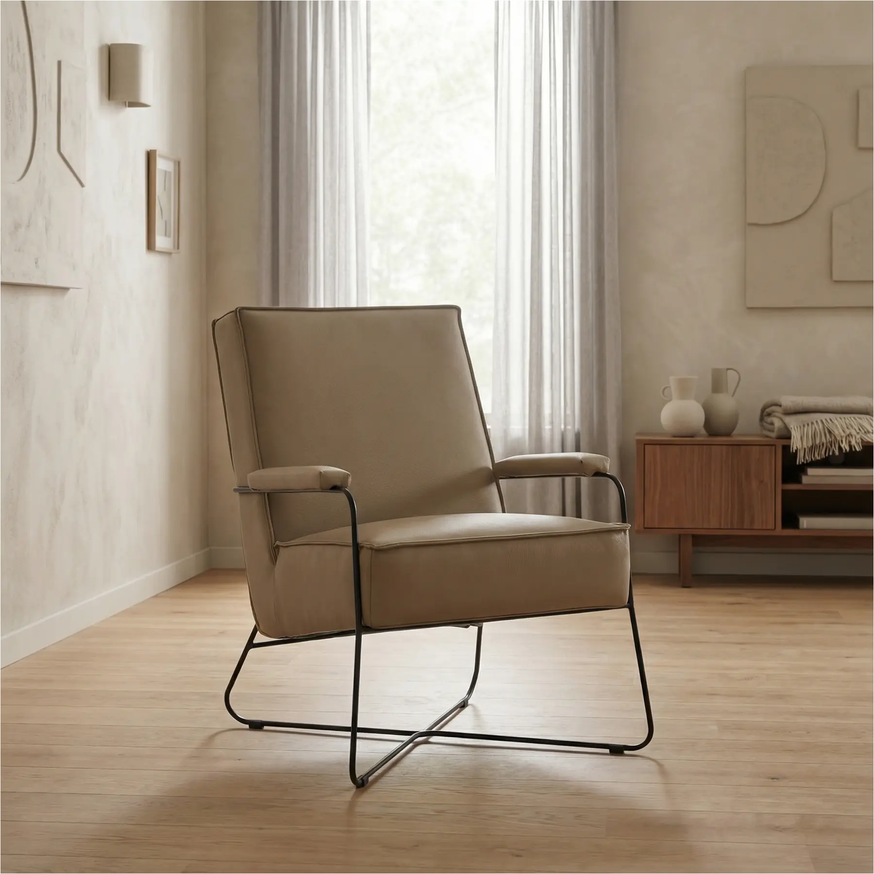 afbeelding van Leren fauteuil Hope - Hermes Mocca (taupe/bruin)