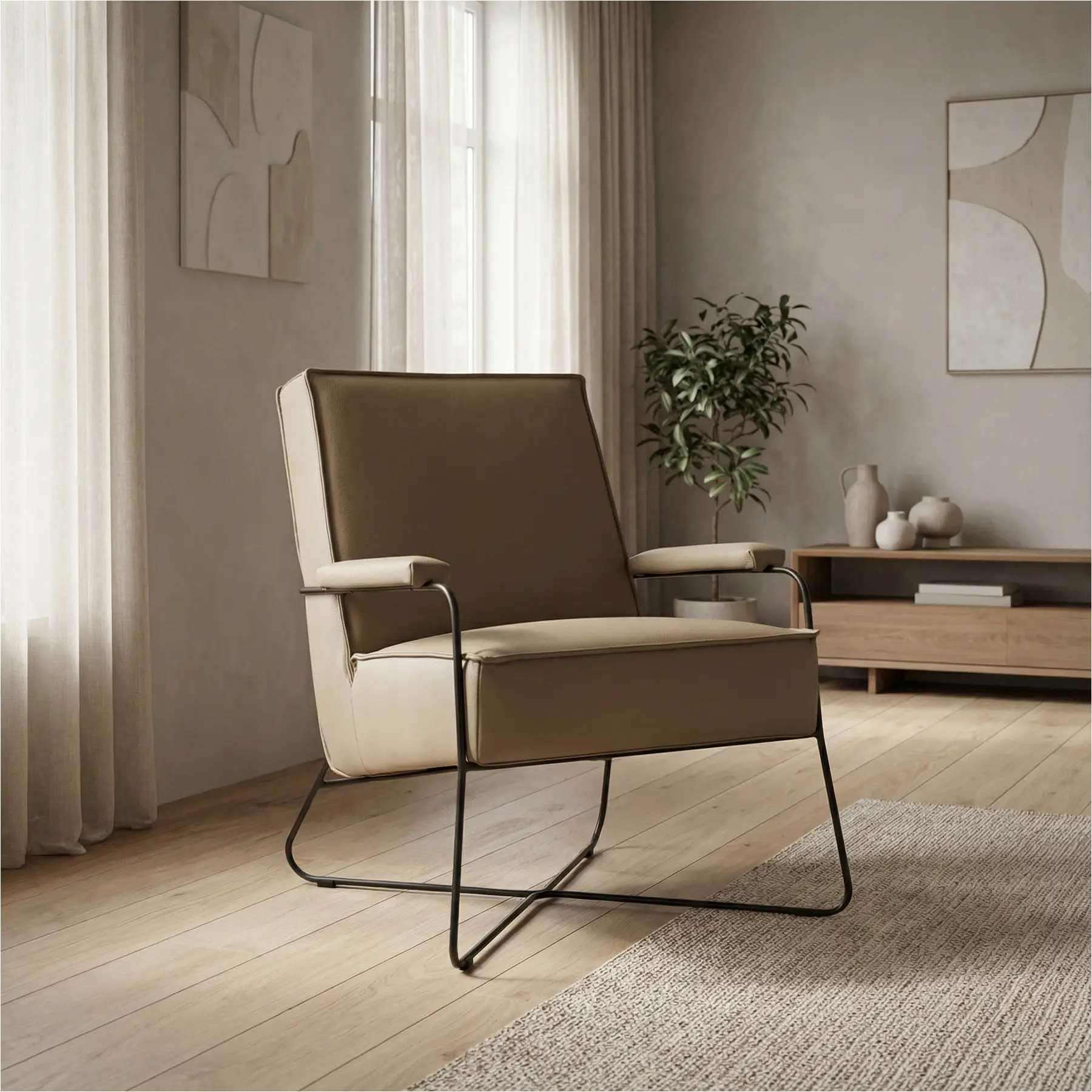 afbeelding van Leren fauteuil Hope - Toledo Mocca (taupe/bruin)