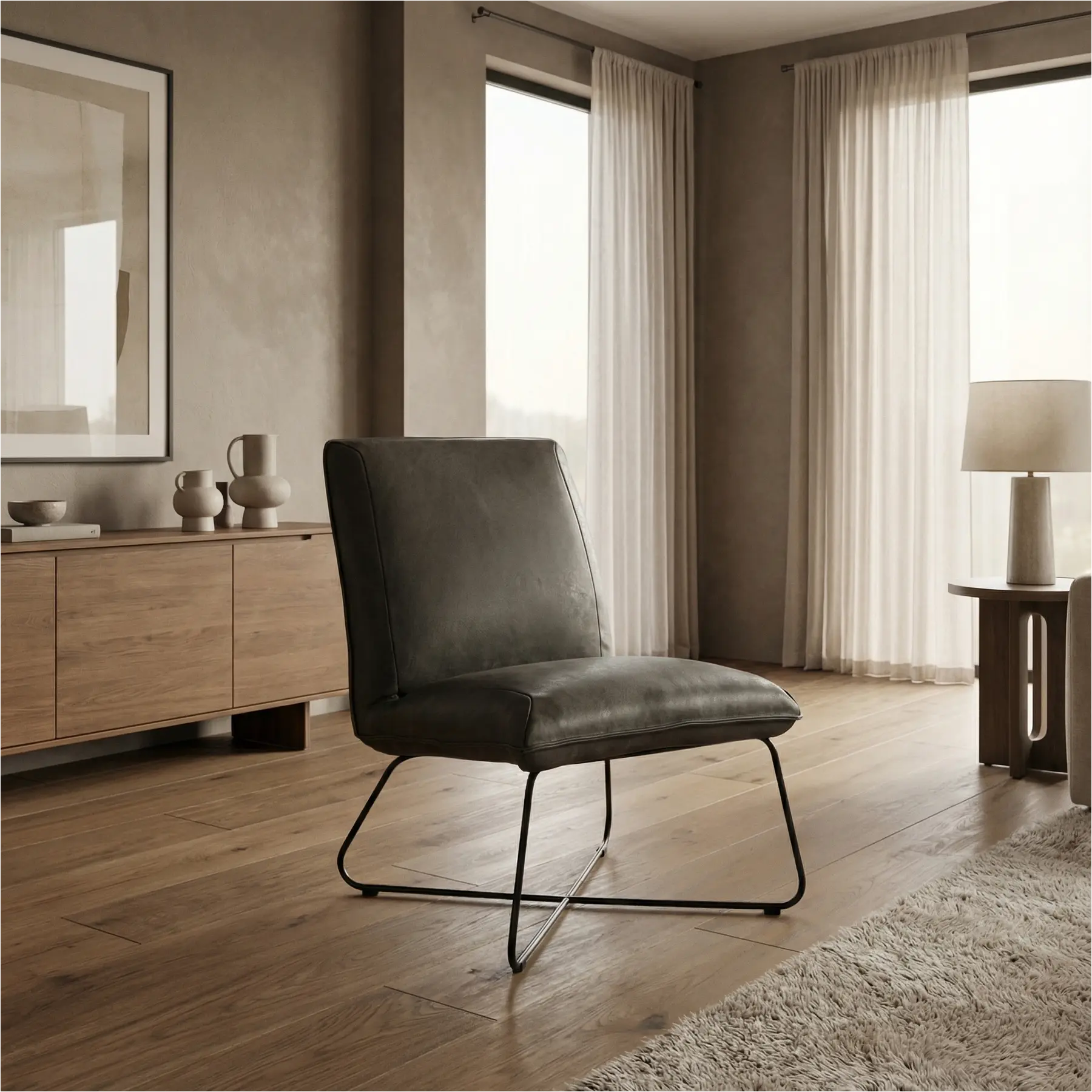 afbeelding van Leren fauteuil Less - Kenia Antracite (grijs)