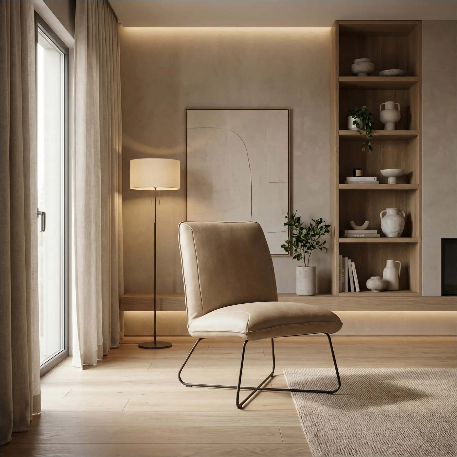 afbeelding van Leren fauteuil Less - Kenia Taupe (taupe/bruin)