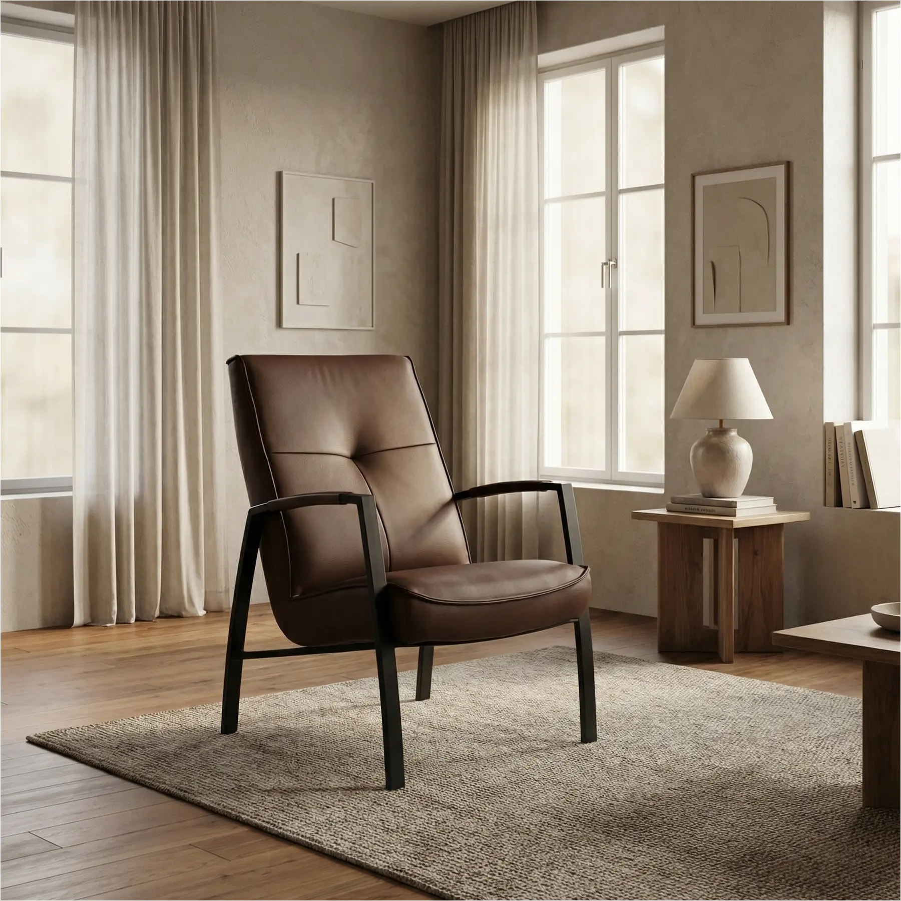 afbeelding van Leren fauteuil Level - Toledo Espresso (bruin)