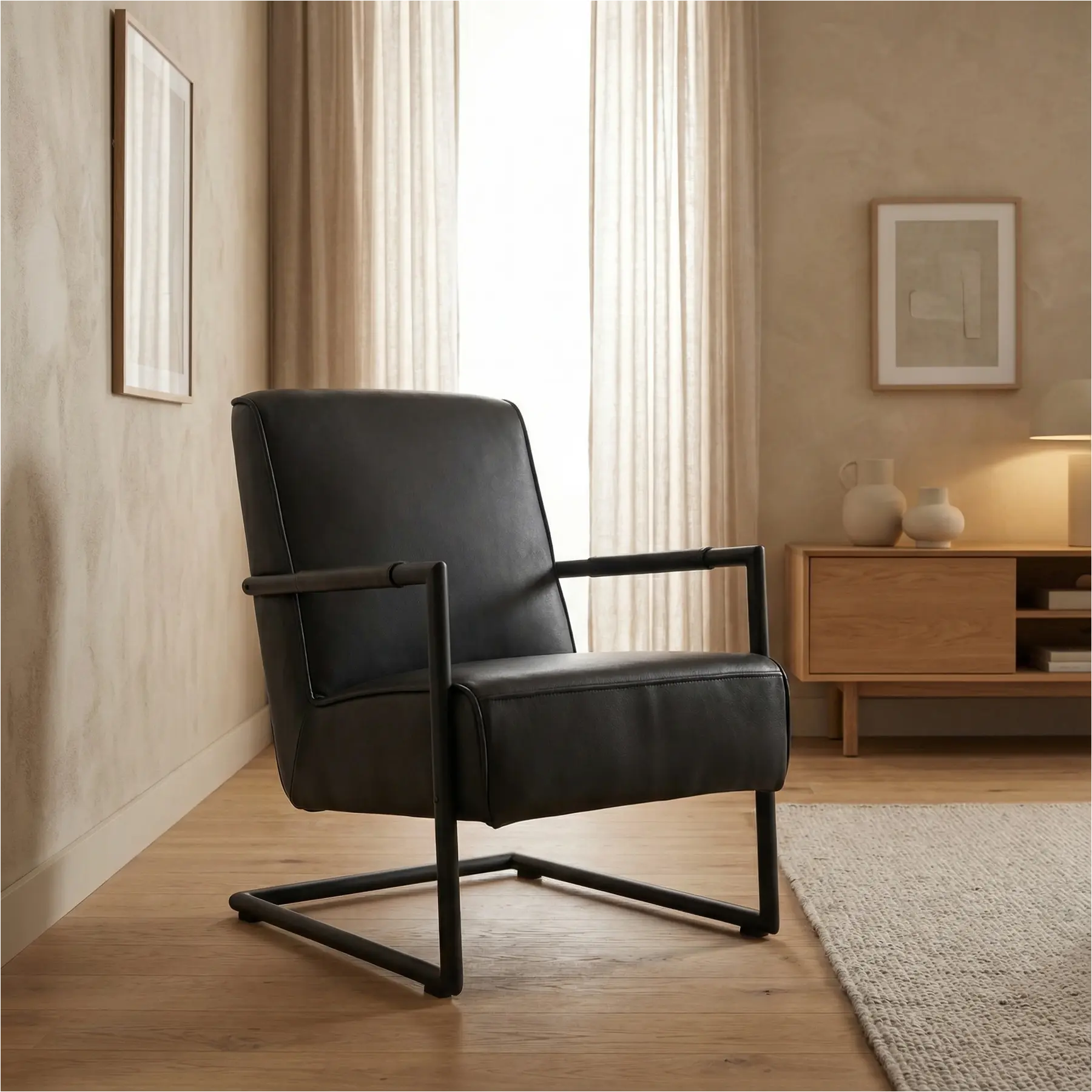 afbeelding van Leren fauteuil Lodge