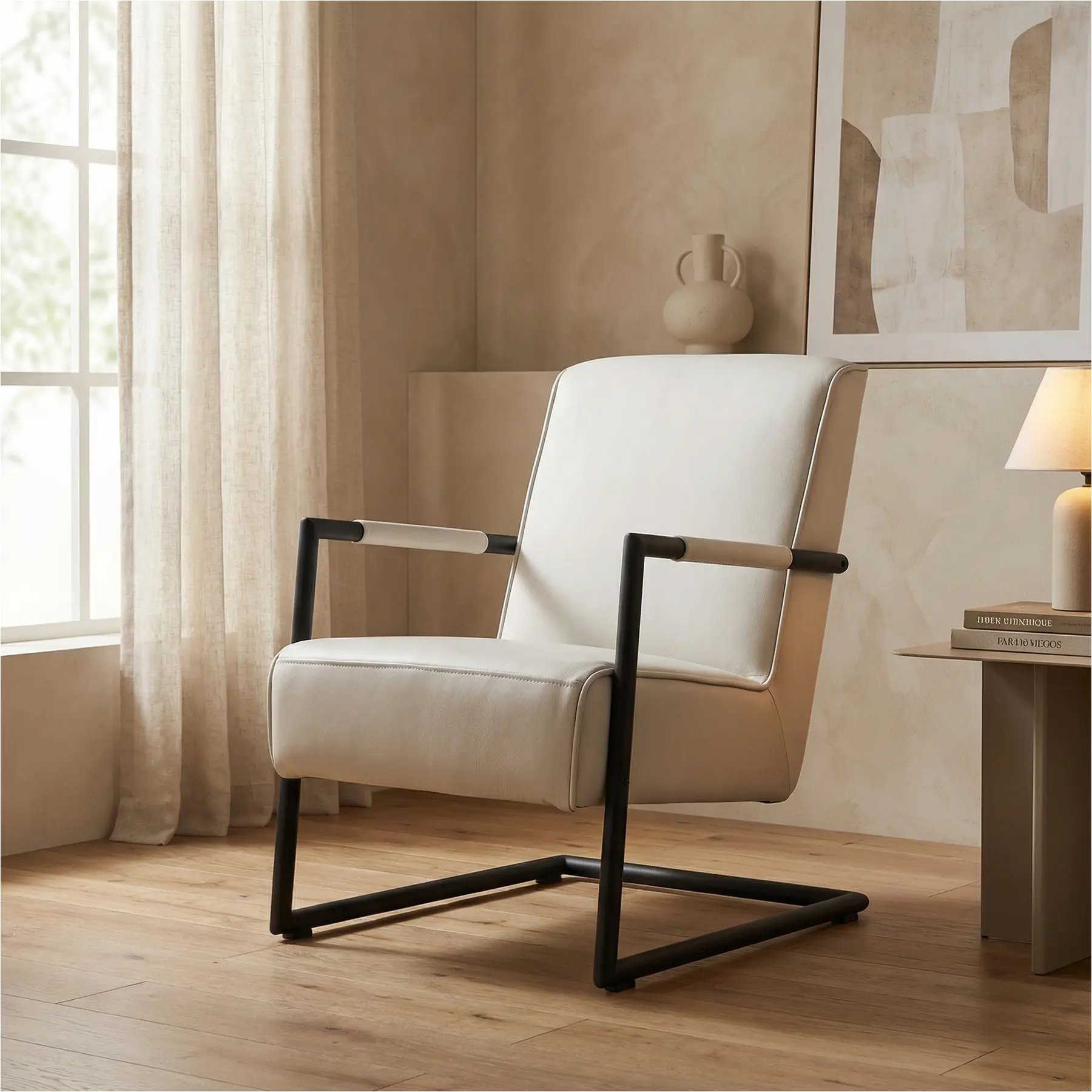 afbeelding van Leren fauteuil Lodge - Toledo Misty (crème)