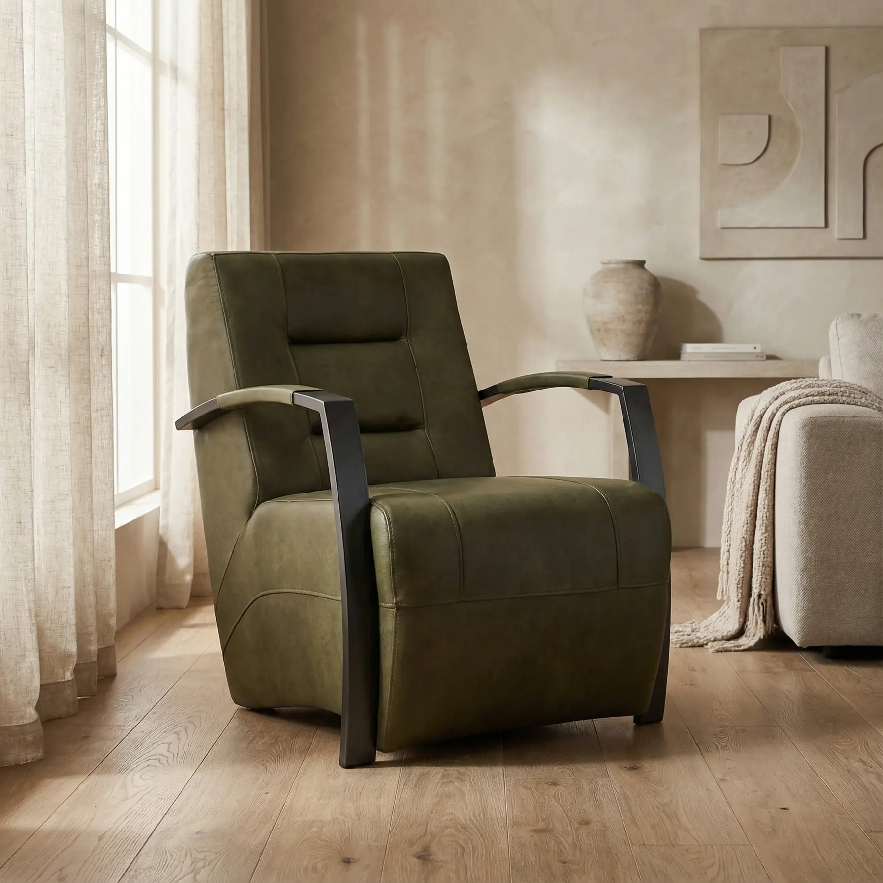 afbeelding van Leren fauteuil Magnificent - Granada Moss (olijf/groen)