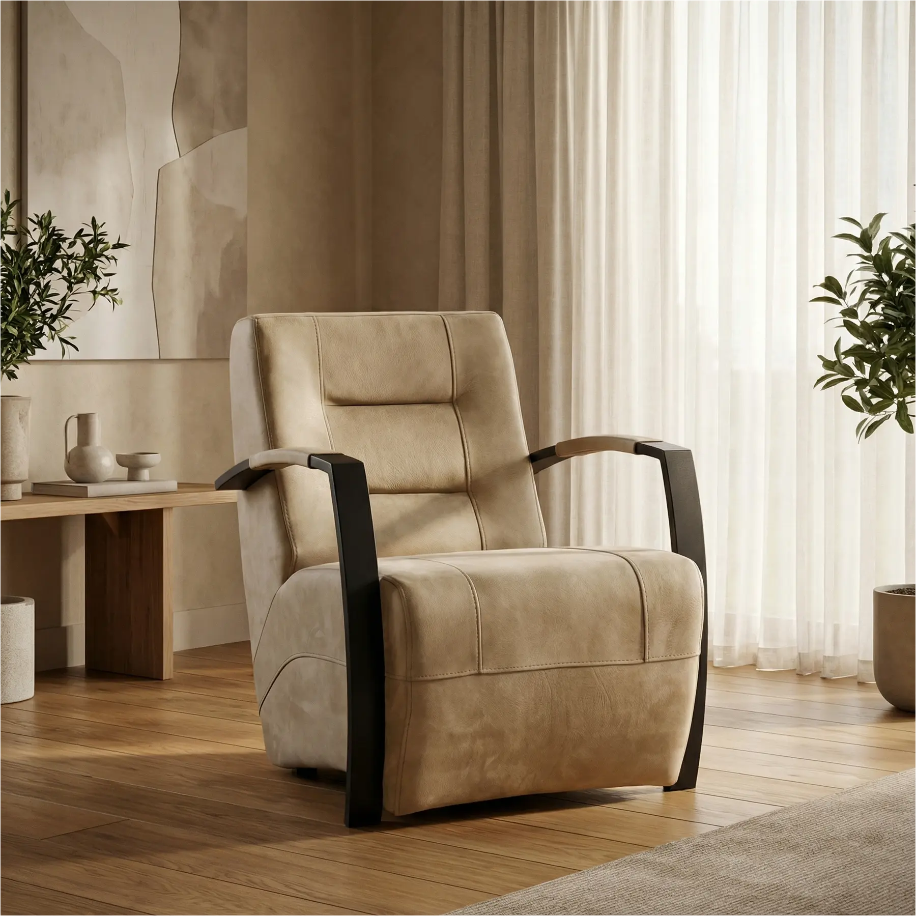 afbeelding van Leren fauteuil Magnificent - Kenia Taupe (taupe/bruin)