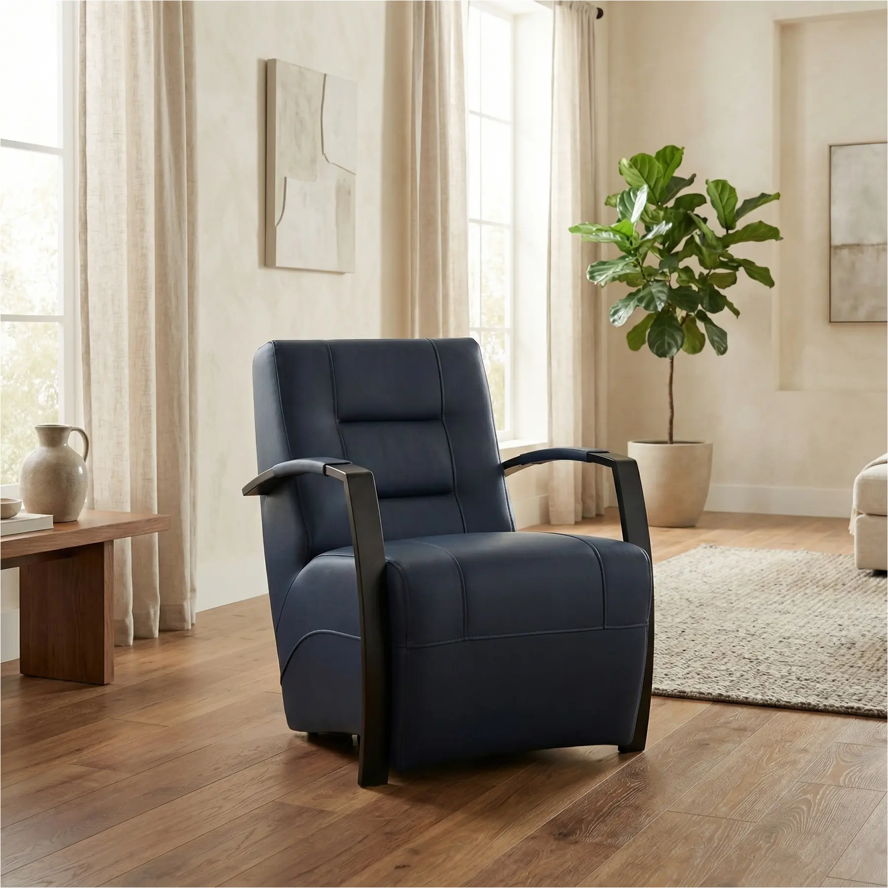 afbeelding van Leren fauteuil Magnificent - Massif Azzurro (blauw)