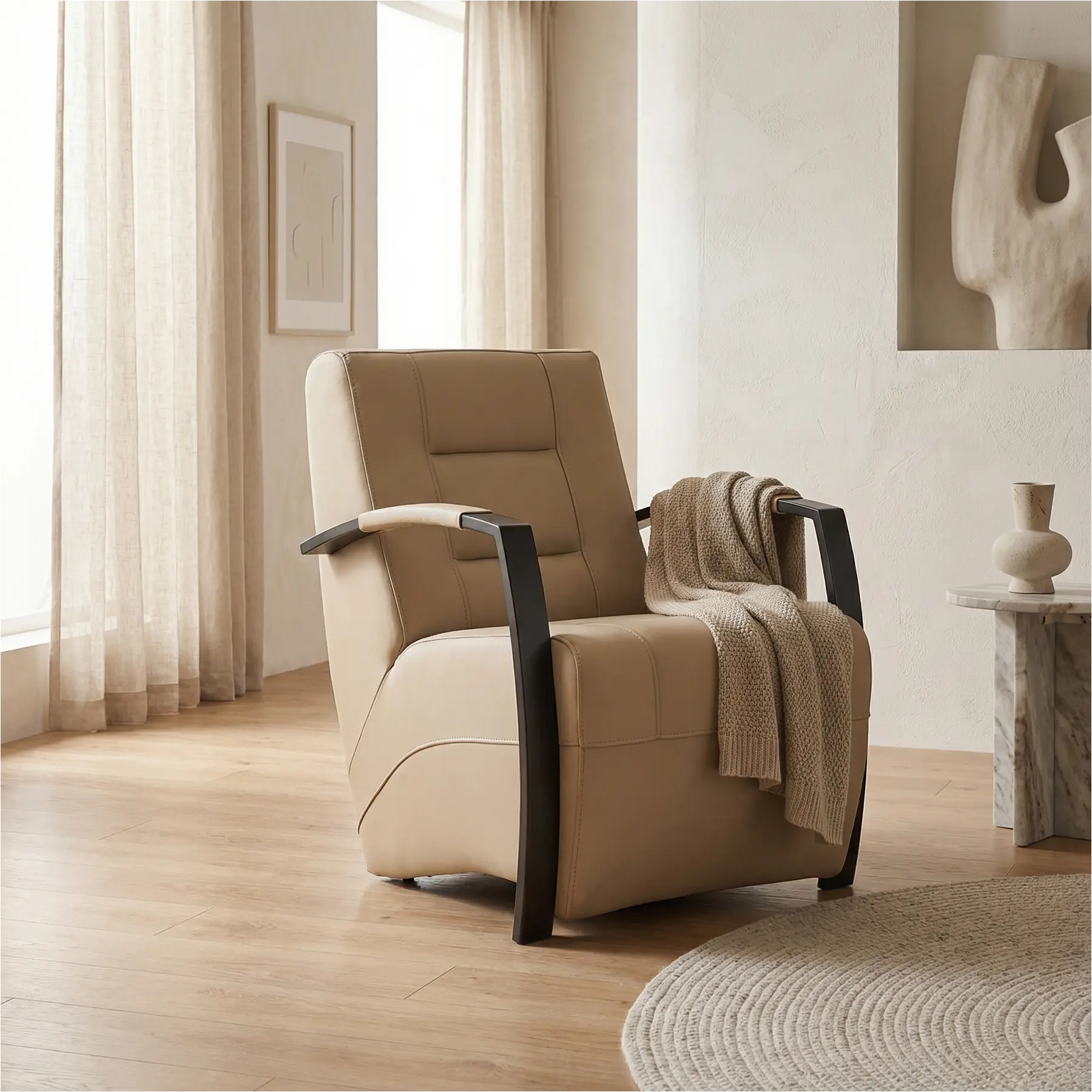 afbeelding van Leren fauteuil Magnificent - Toledo Mastic (taupe/bruin)