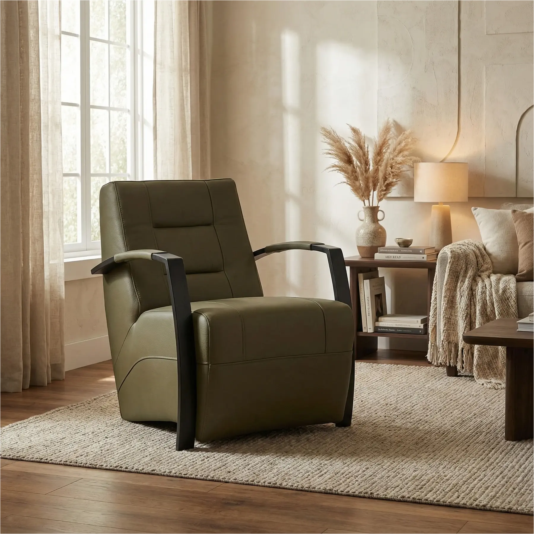 afbeelding van Leren fauteuil Magnificent - Toledo Olive (olijf/goen)
