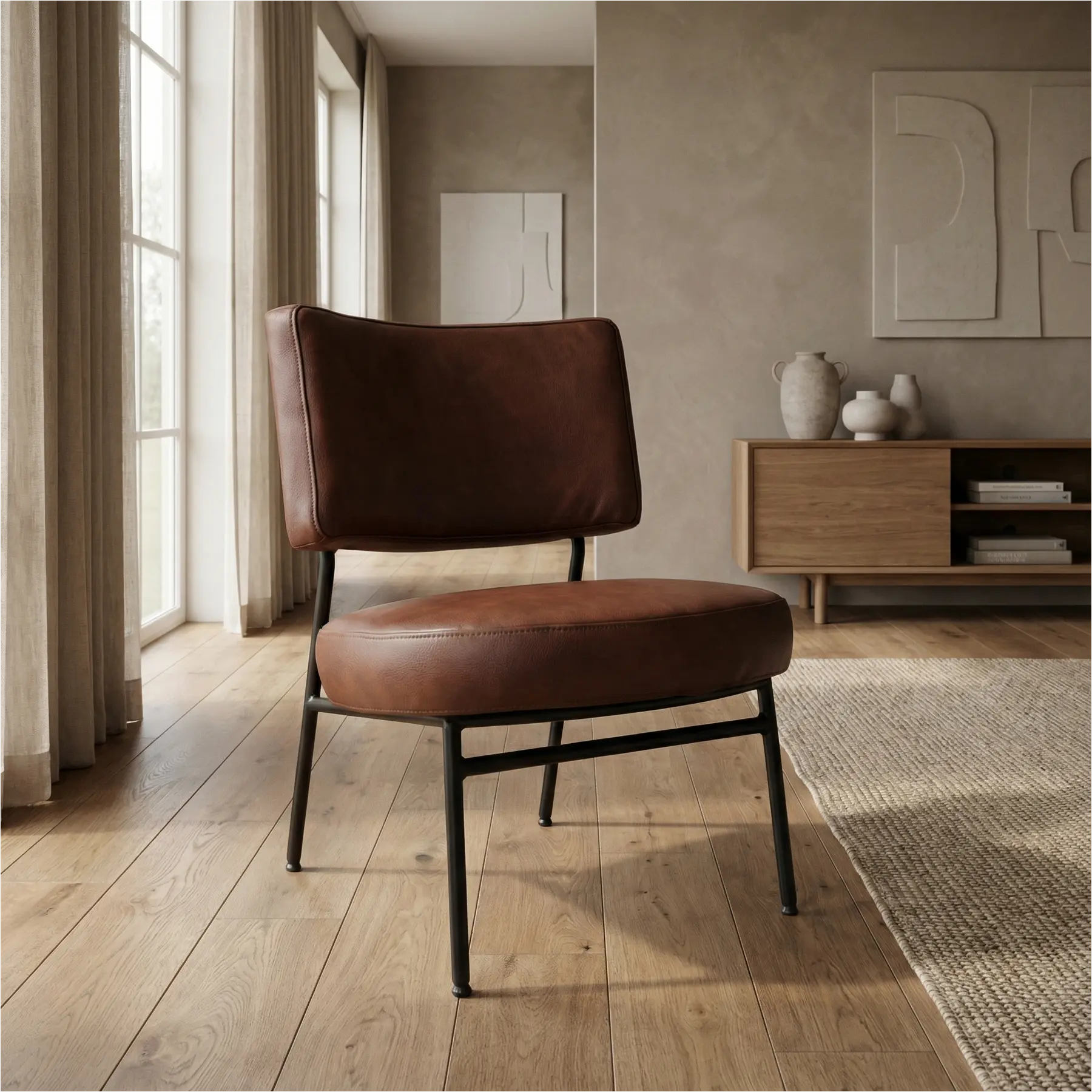 afbeelding van Leren fauteuil Rondo