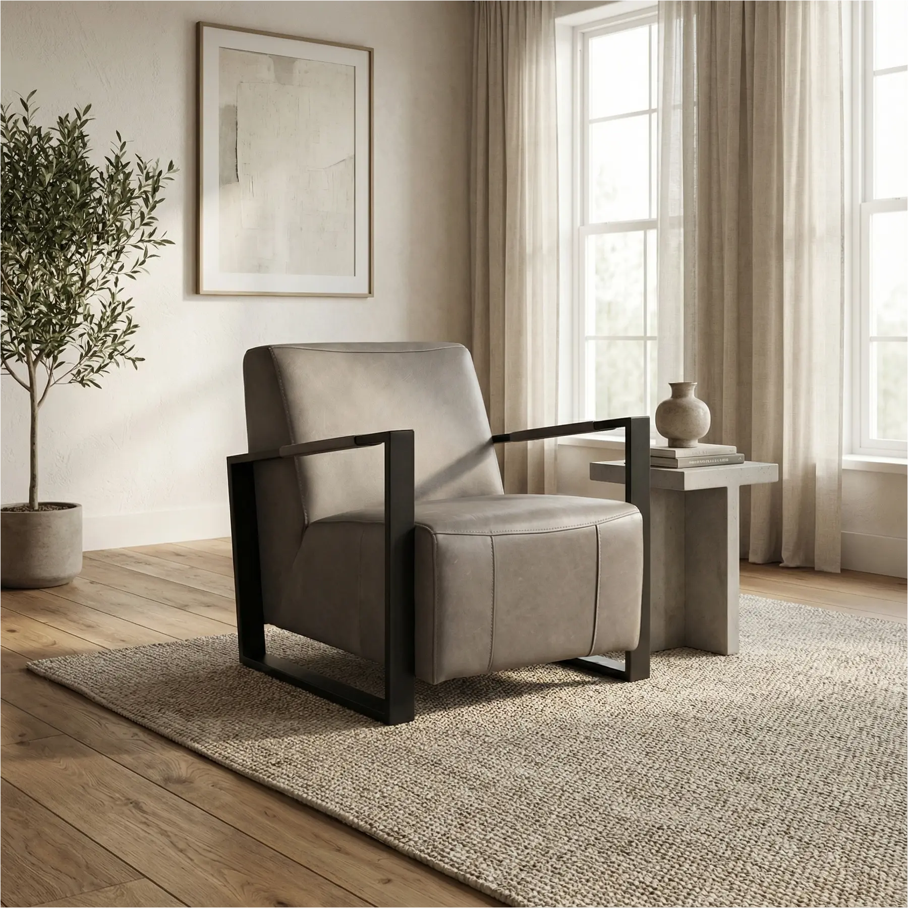 afbeelding van Leren fauteuil Touch - Rancho Steel (grijs)