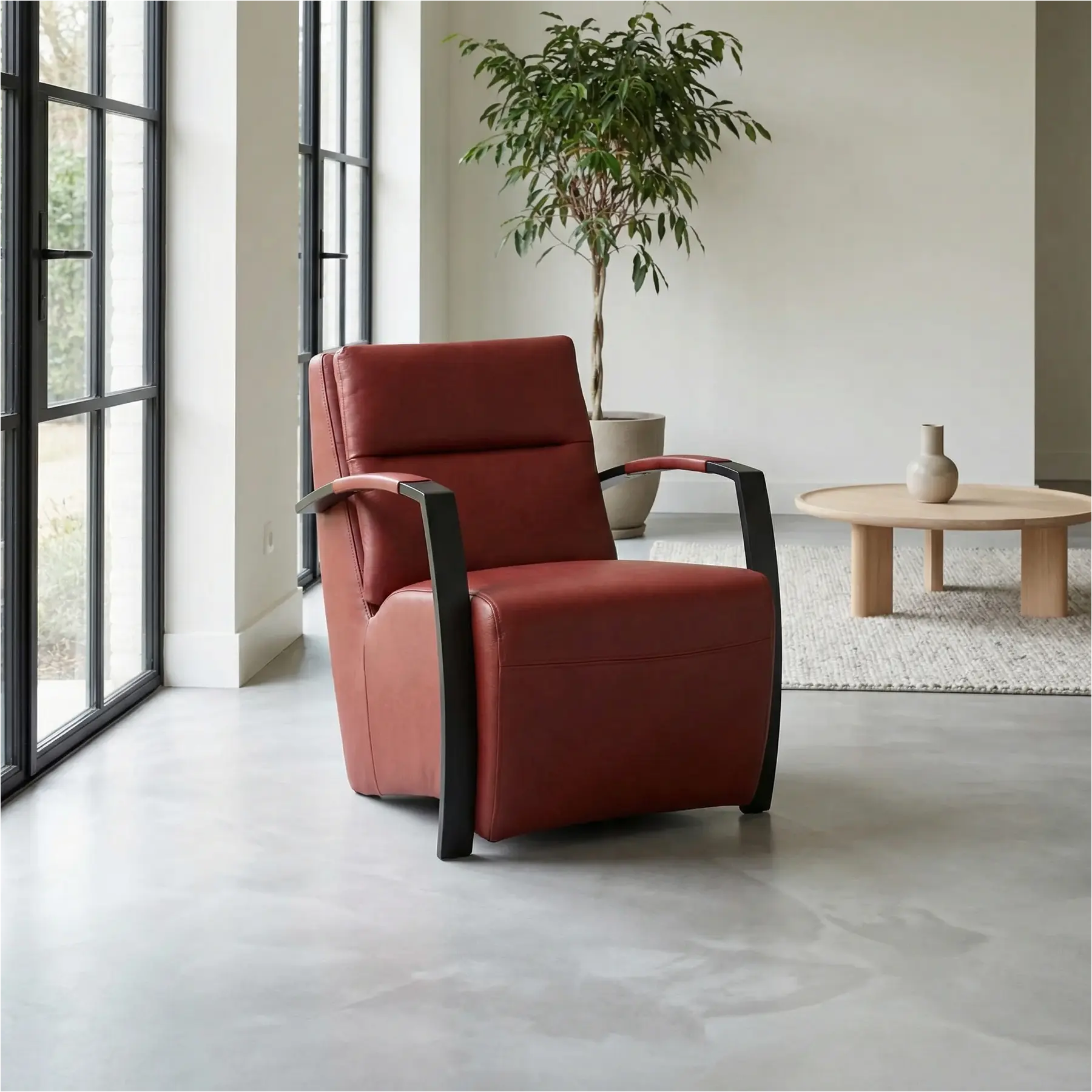 afbeelding van Set van 2 Leren fauteuils Arrival - Granada Rouge (rood)