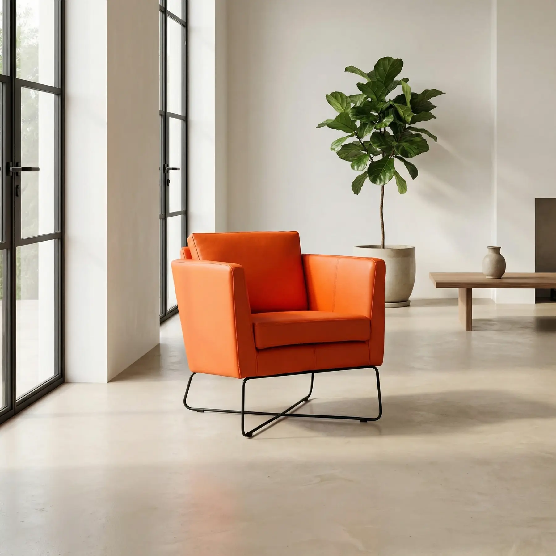 afbeelding van Set van 2 Leren fauteuils Crossover - Toledo Orange (oranje)