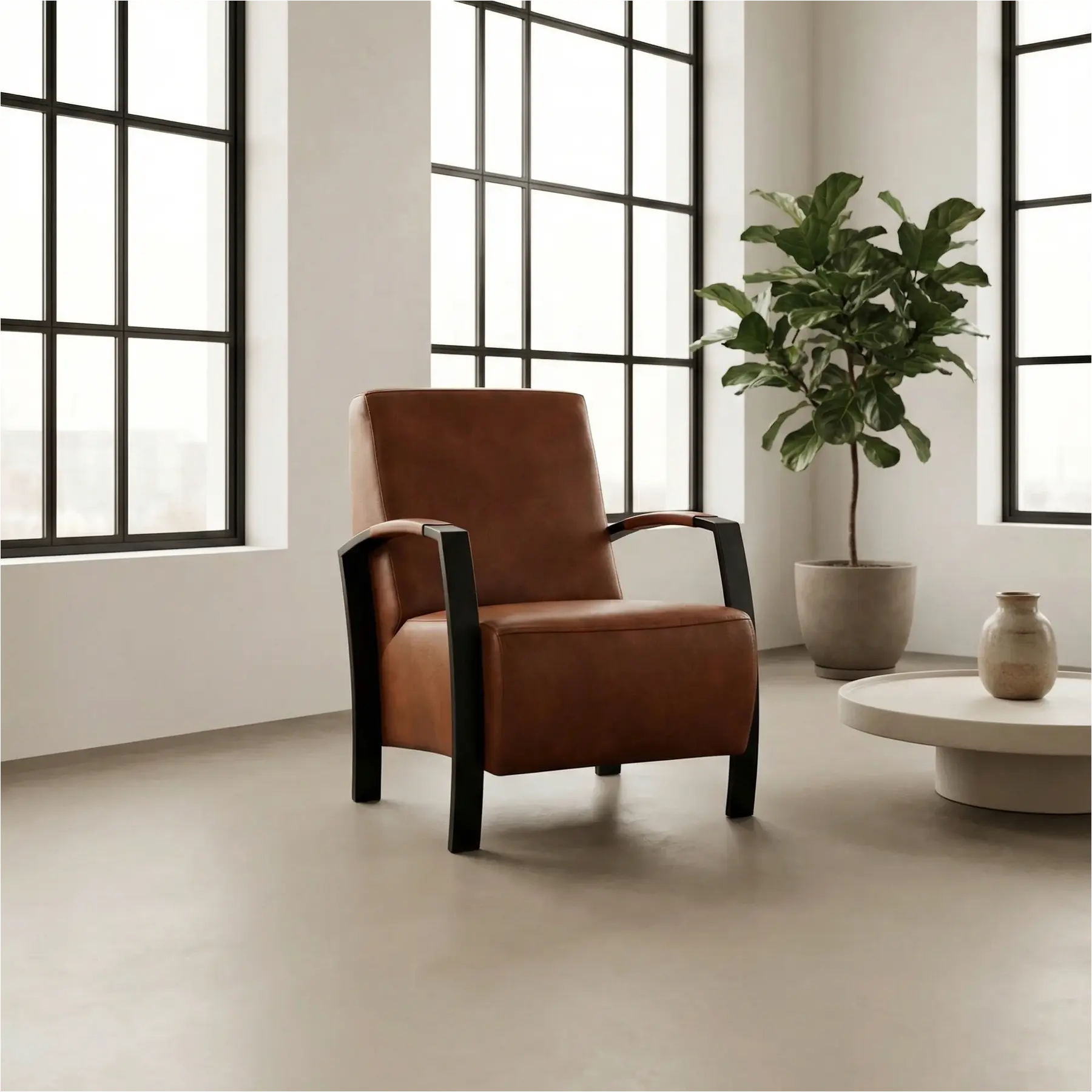 afbeelding van Set van 2 Leren fauteuils Glory - Granada Savannah (cognac)