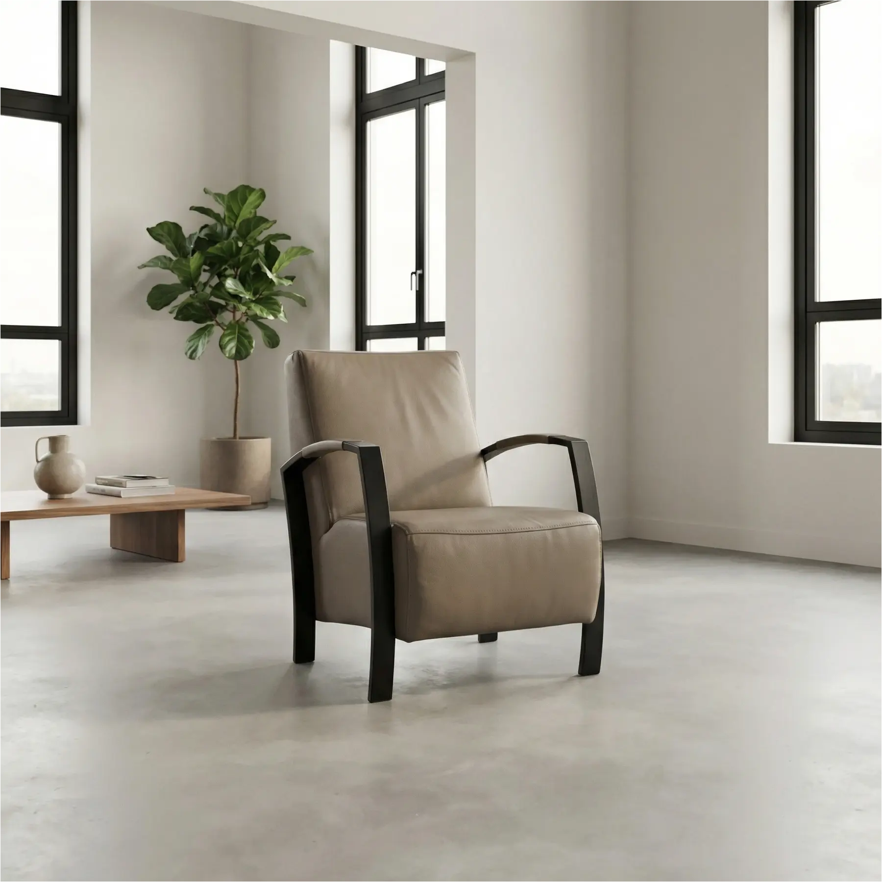 afbeelding van Set van 2 Leren fauteuils Glory - Toledo Smog (grijs)