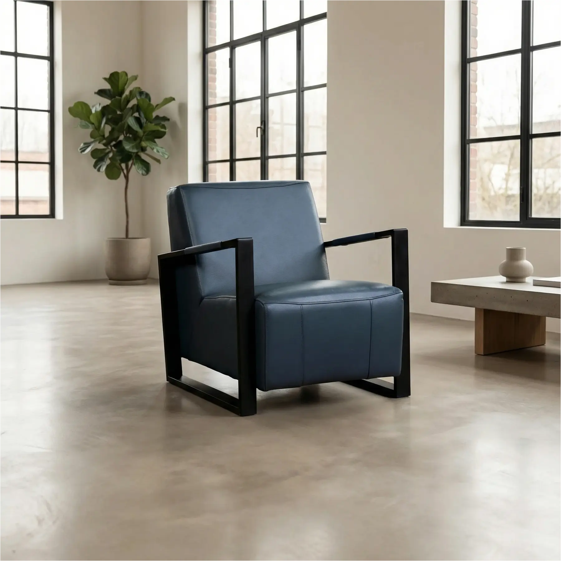 afbeelding van Set van 2 Leren fauteuils Touch - Toledo Marine (blauw)