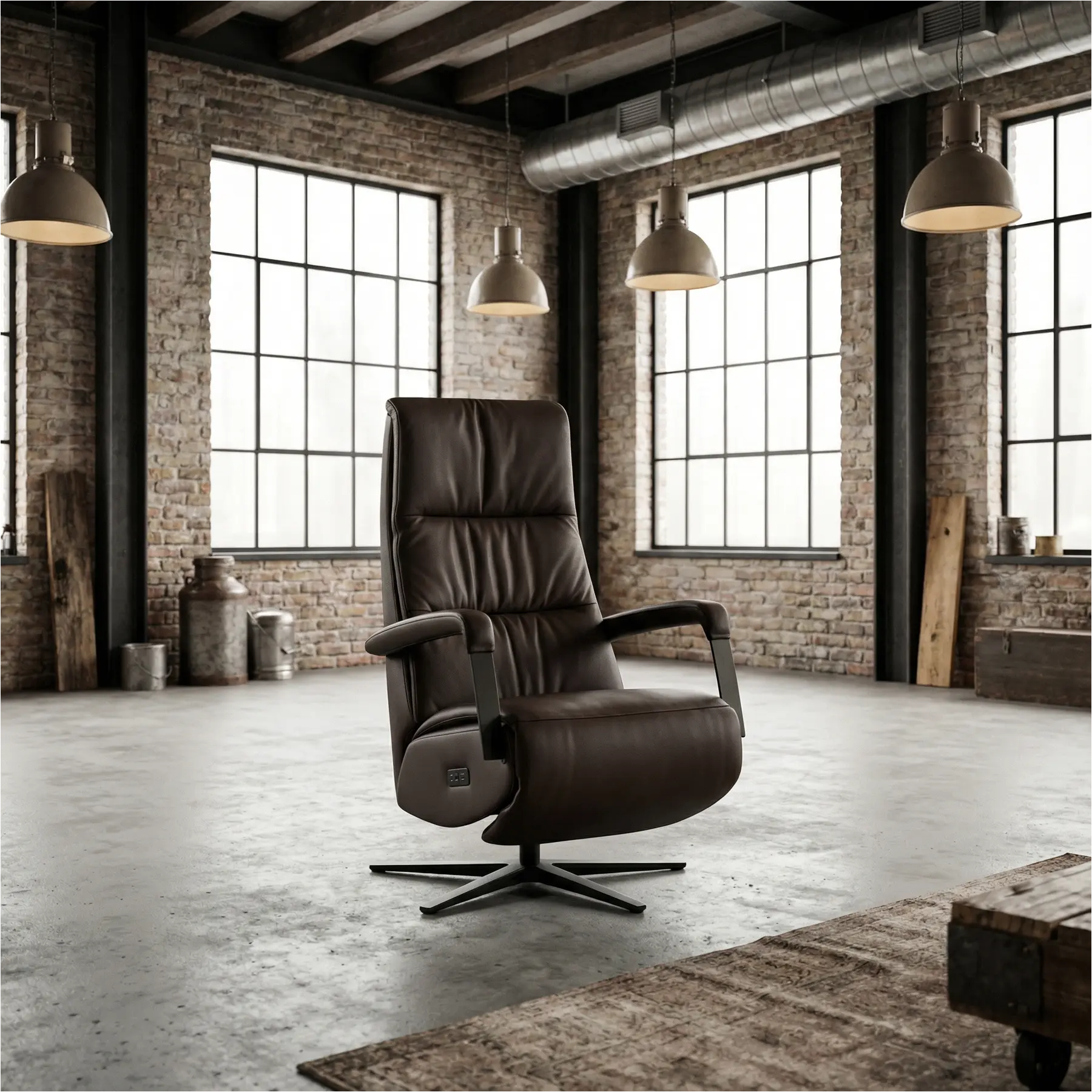 afbeelding van Leren relaxfauteuil met hartbalans Core - Toledo Espresso (bruin) - small - stervoet zwart (breed)