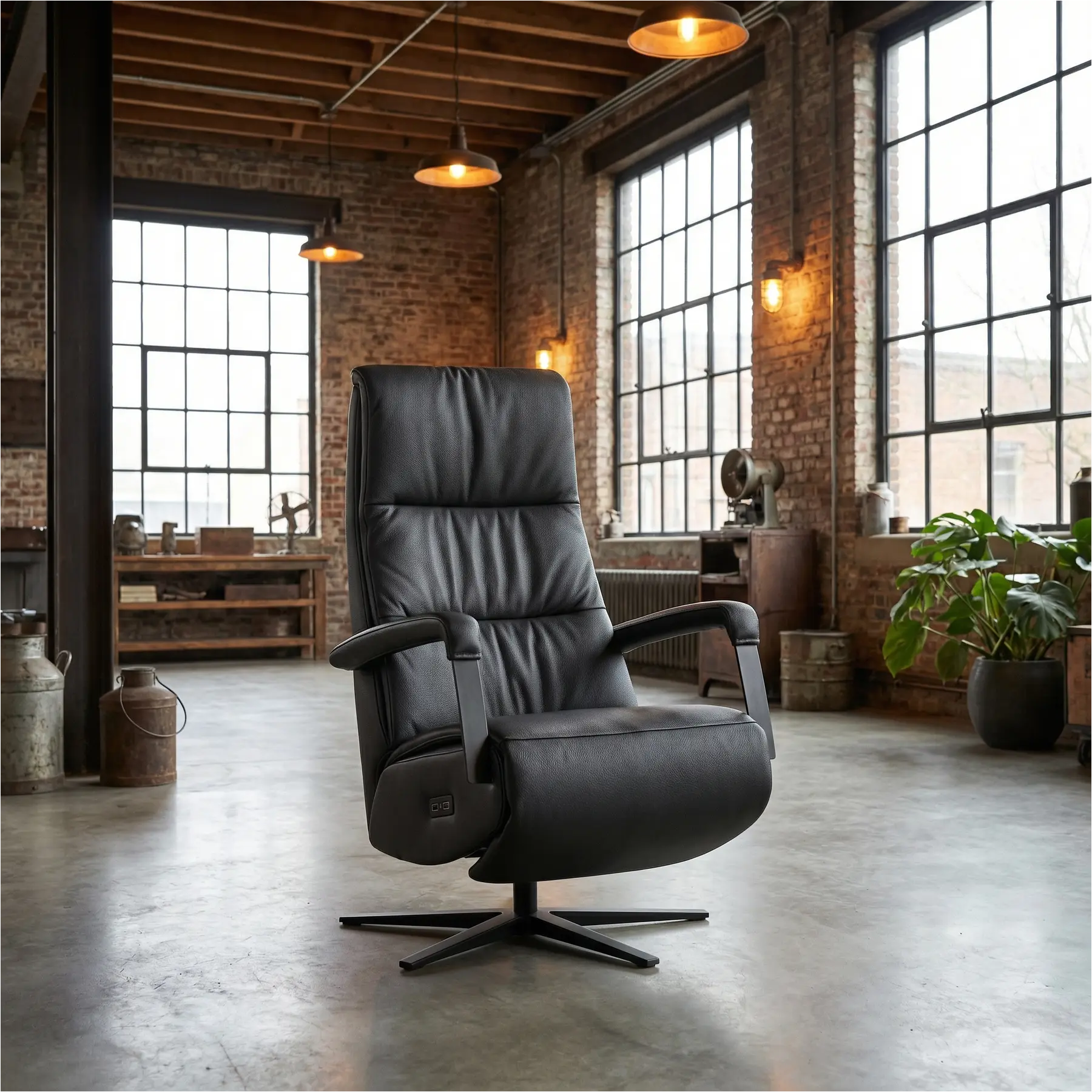 afbeelding van Leren elektrisch relaxfauteuil Core - Toledo Nero (zwart) - large - stervoet zwart (breed)