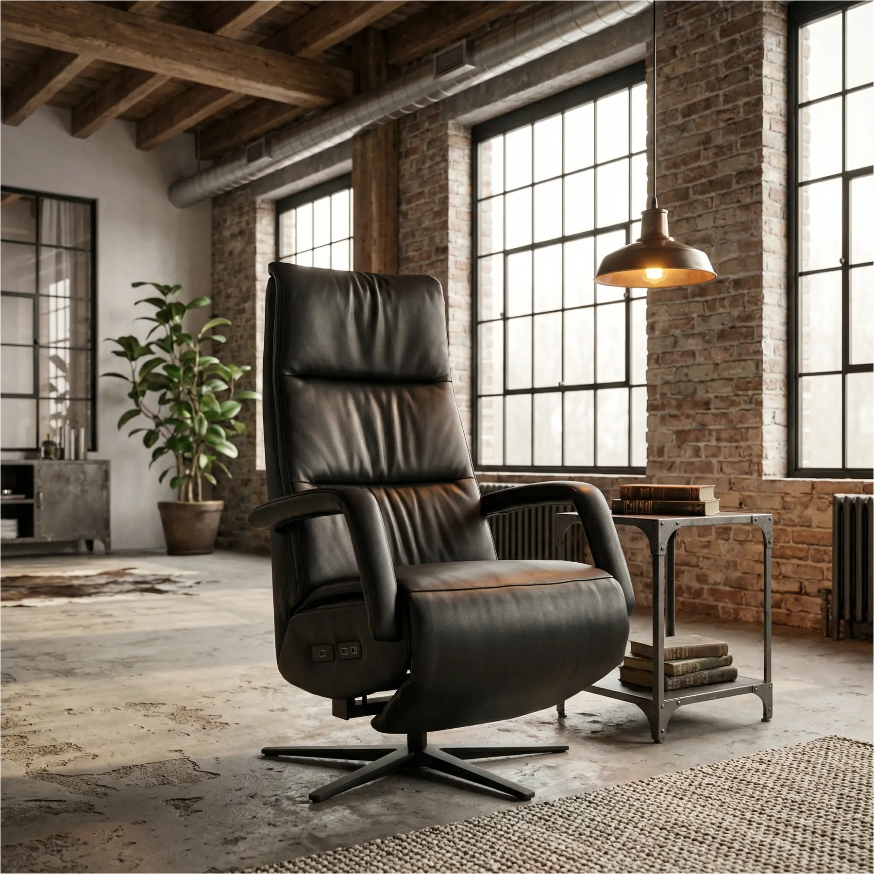 afbeelding van Leren relaxfauteuil met hartbalans Calm
