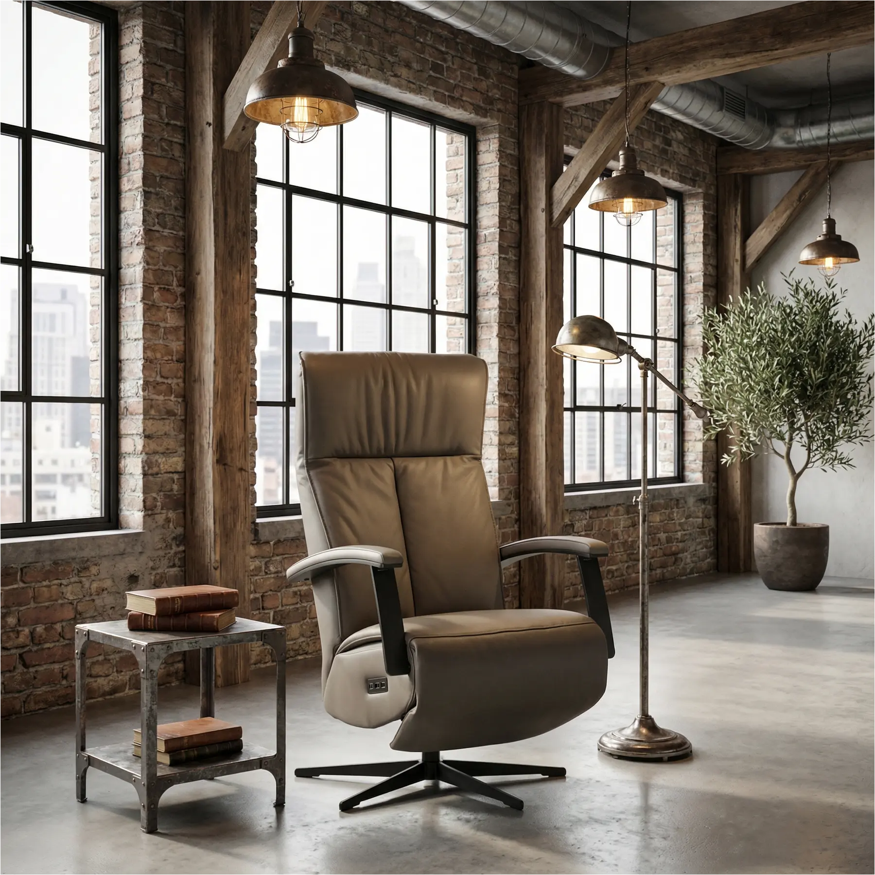 afbeelding van Leren relaxfauteuil met hartbalans Pure