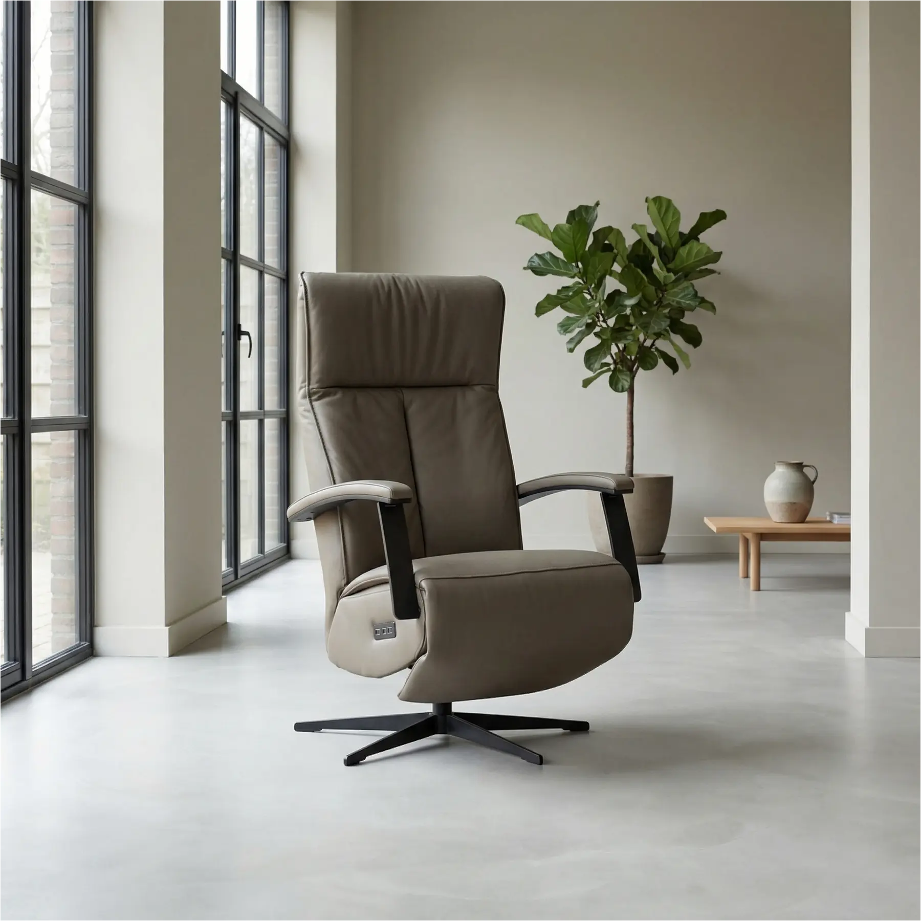 afbeelding van Leren relaxfauteuil met hartbalans Pure