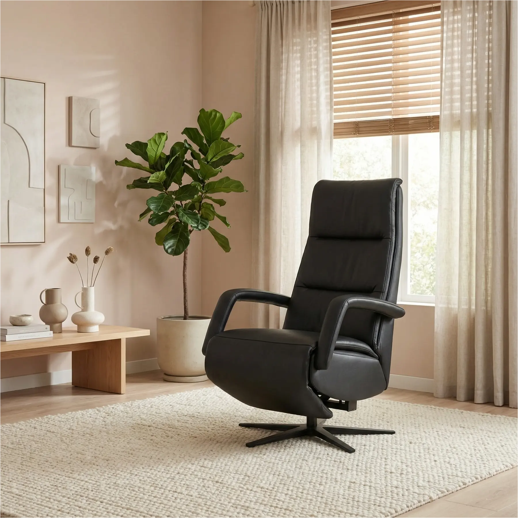 afbeelding van Leren relaxfauteuil met hartbalans Calm
