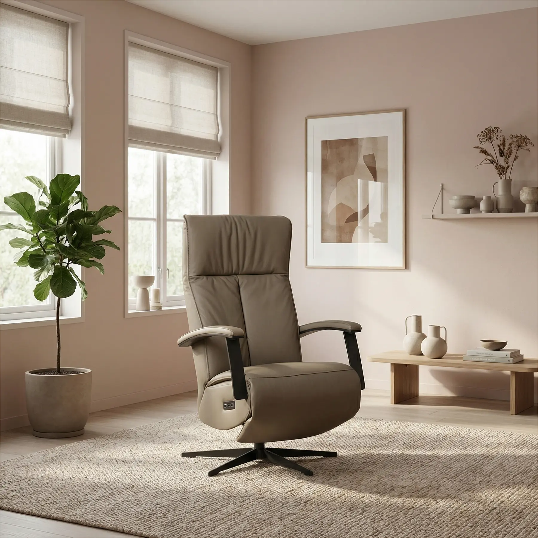 afbeelding van Leren elektrisch relaxfauteuil Pure