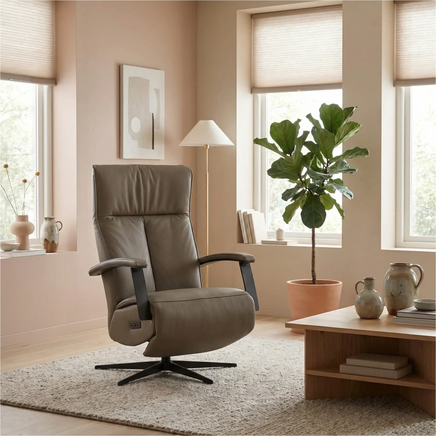 afbeelding van Leren relaxfauteuil met hartbalans Pure