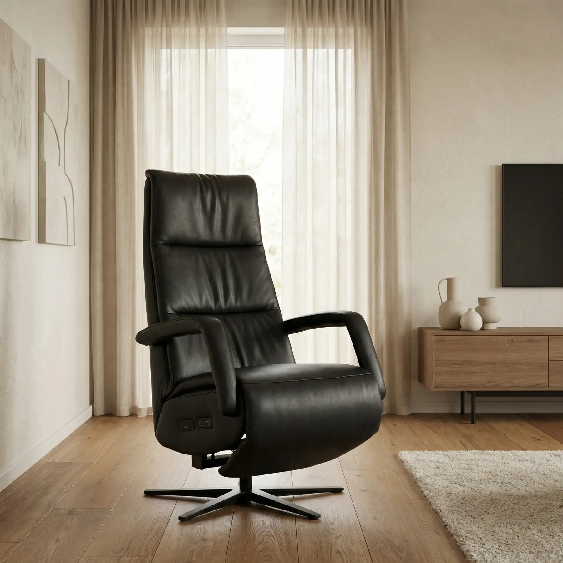 afbeelding van Leren elektrisch relaxfauteuil Calm