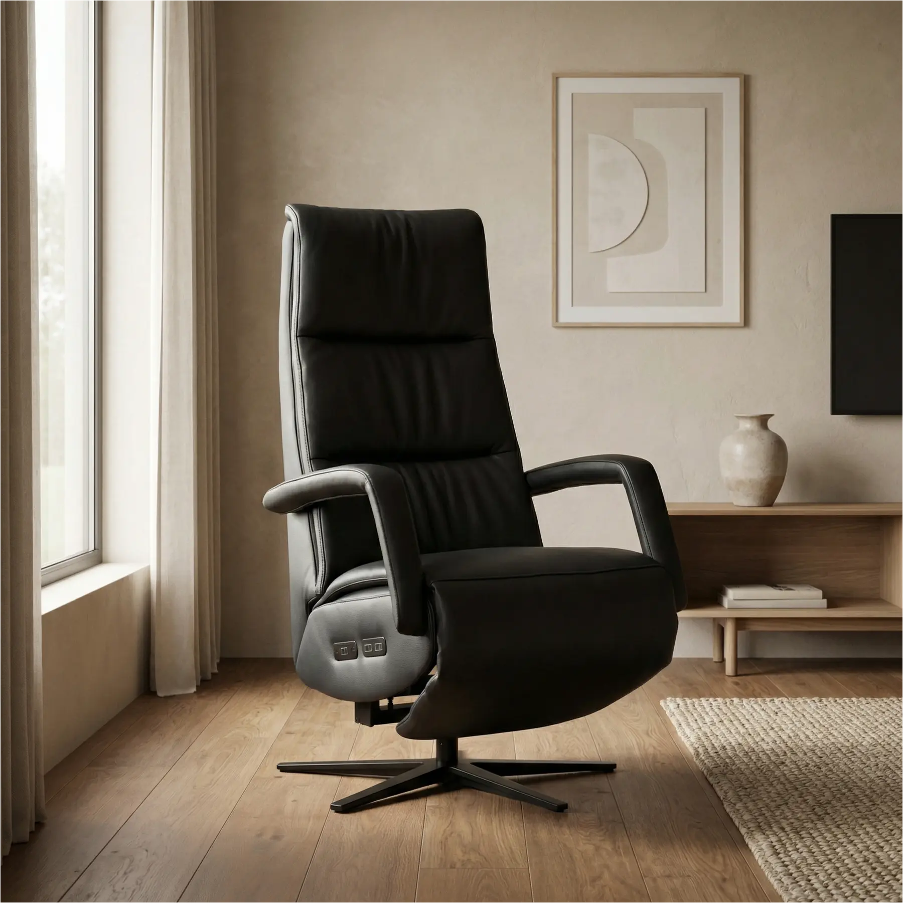 afbeelding van Leren relaxfauteuil met hartbalans Calm