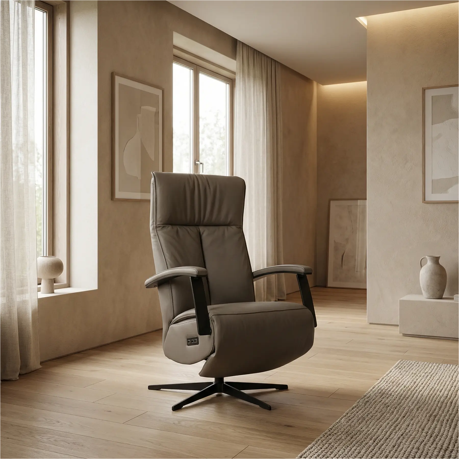 afbeelding van Leren elektrisch relaxfauteuil Pure