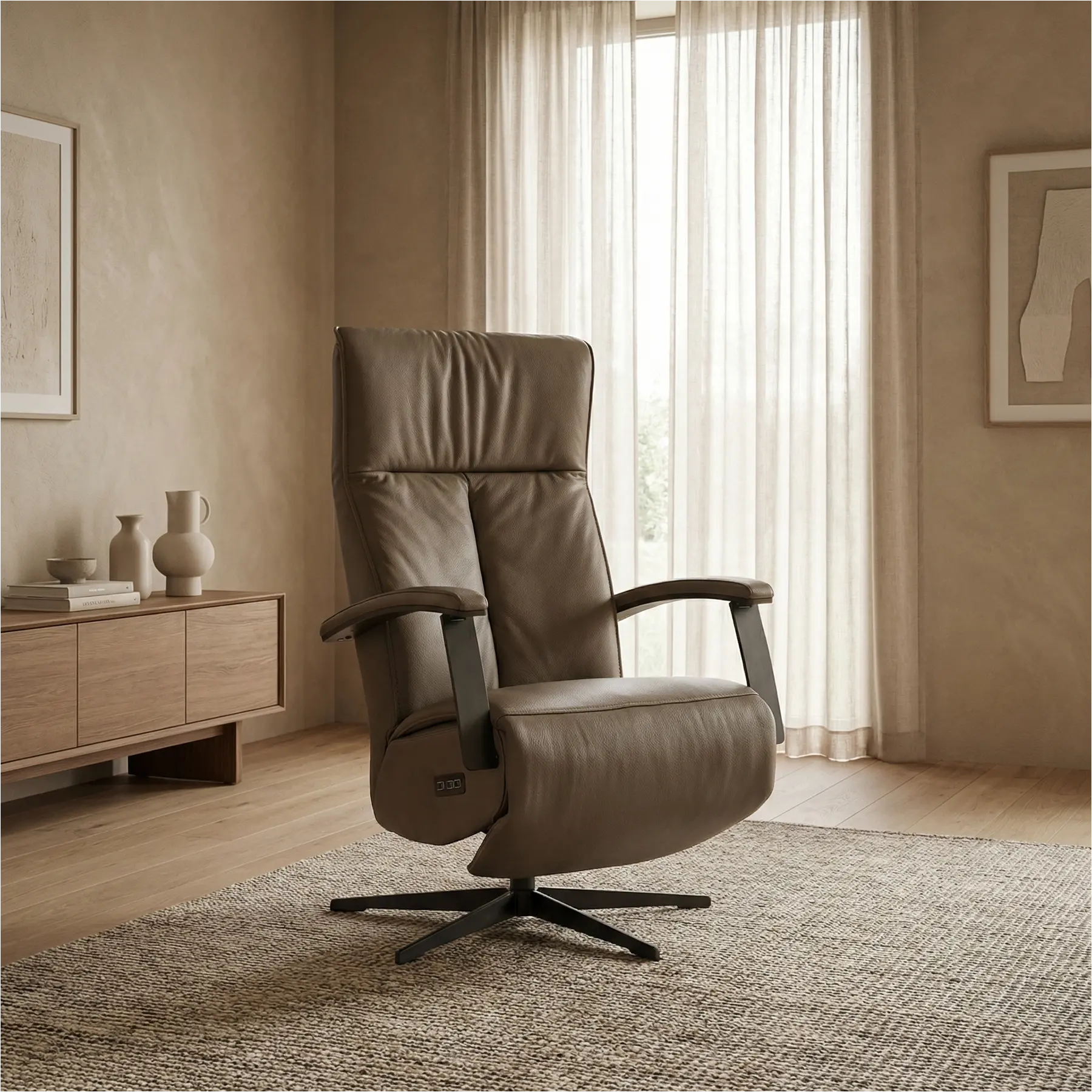afbeelding van Leren relaxfauteuil met hartbalans Pure