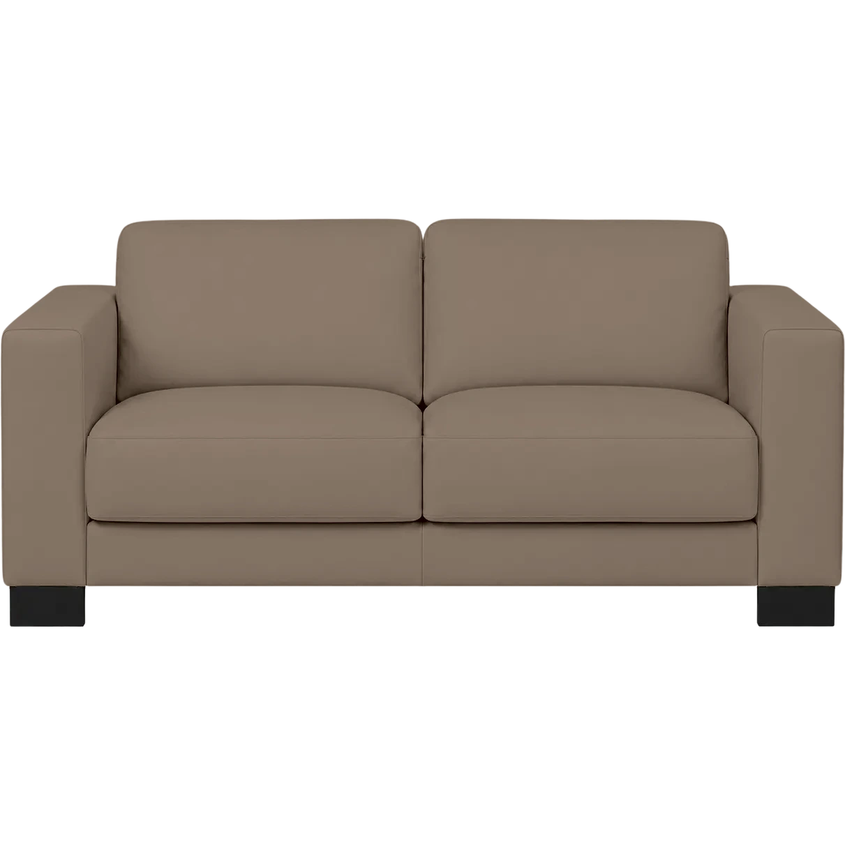 afbeelding van Leren bank Clear - 2,5 zits - Toledo Khaki (taupe/bruin) - Poten hout zwart