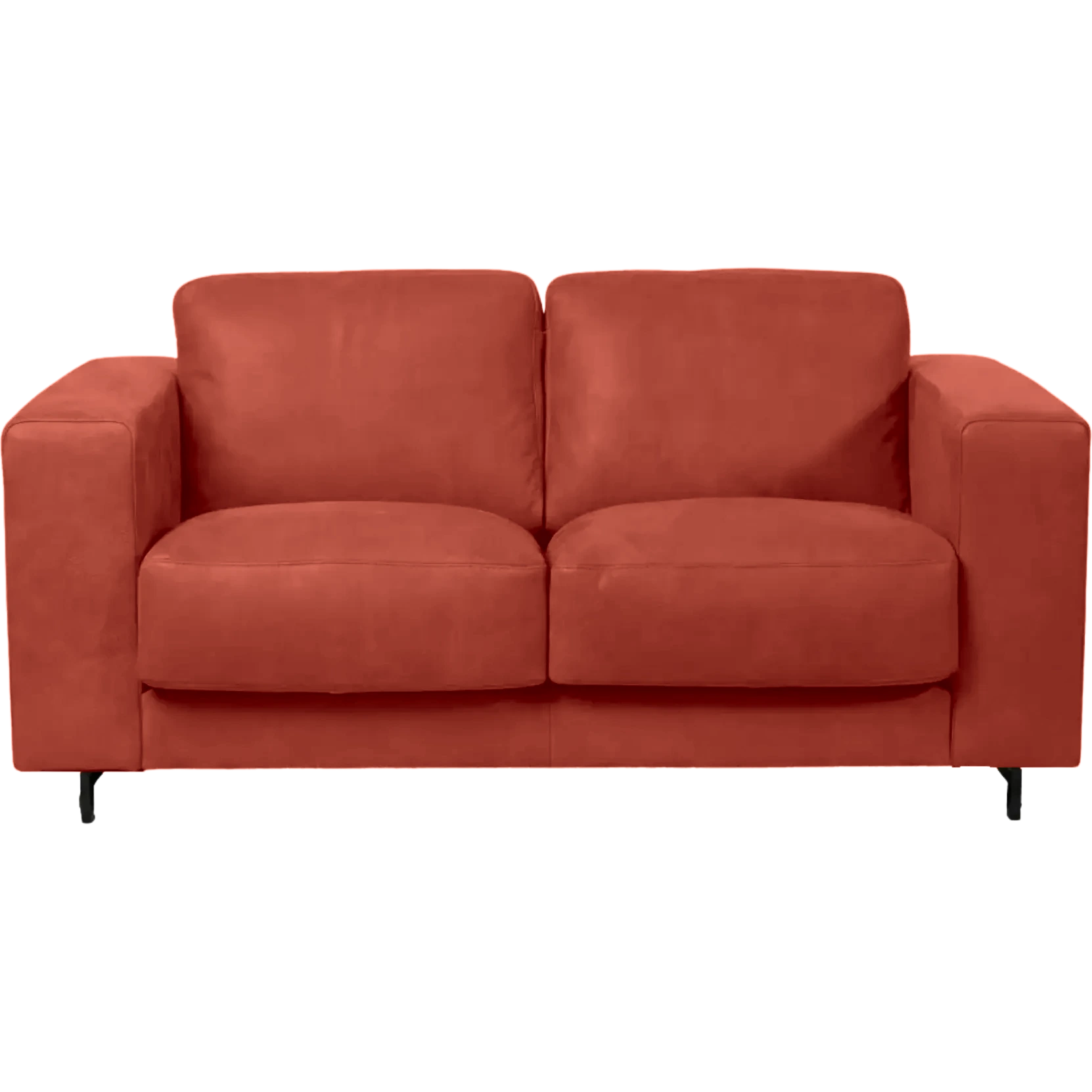 afbeelding van Leren bank Clear - 2 zits - Kenia Burgundy (rood) - Poten staal zwart