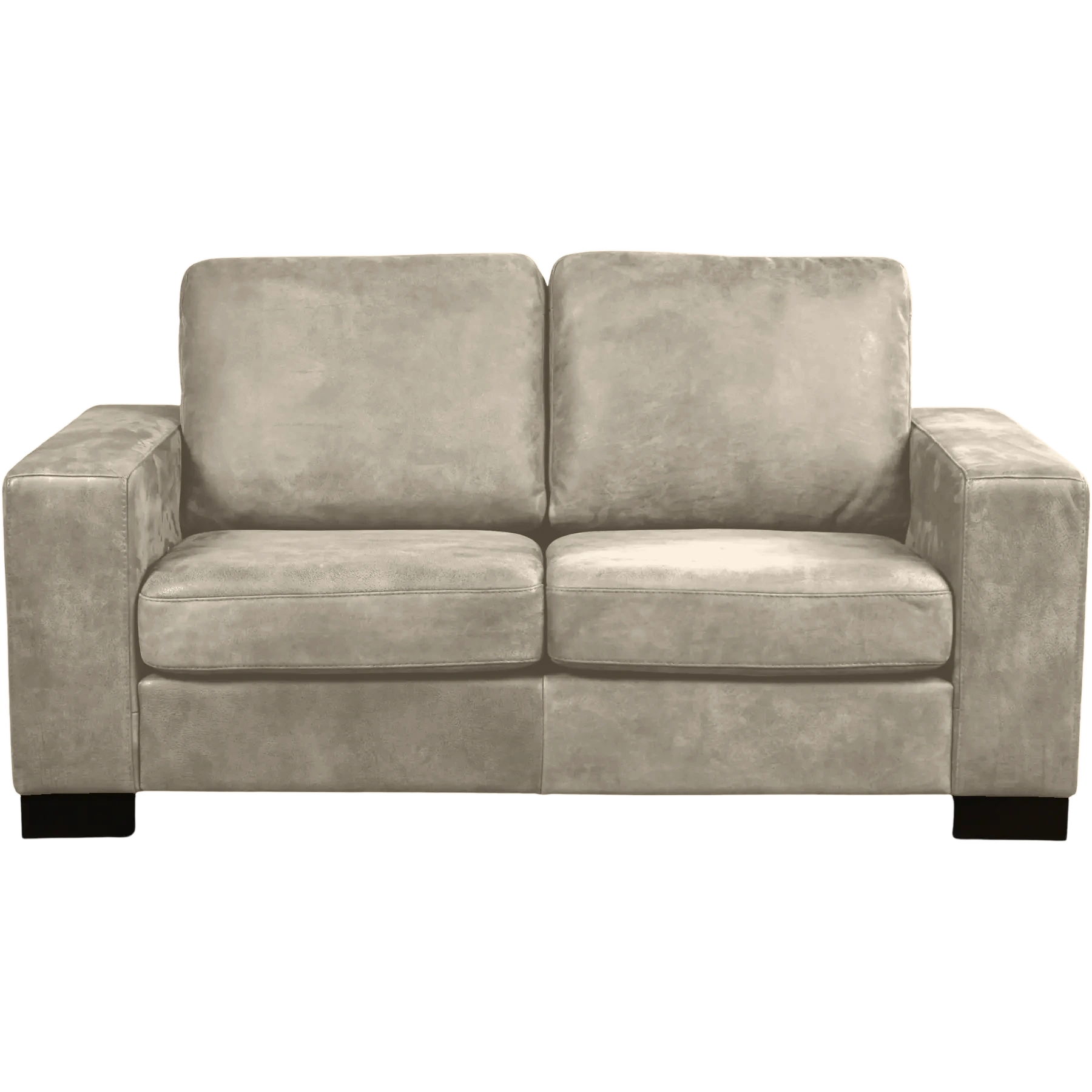 afbeelding van Leren bank Enjoy - 2 zits - Kenia Lightgrey (lichtgrijs) - Poten hout zwart