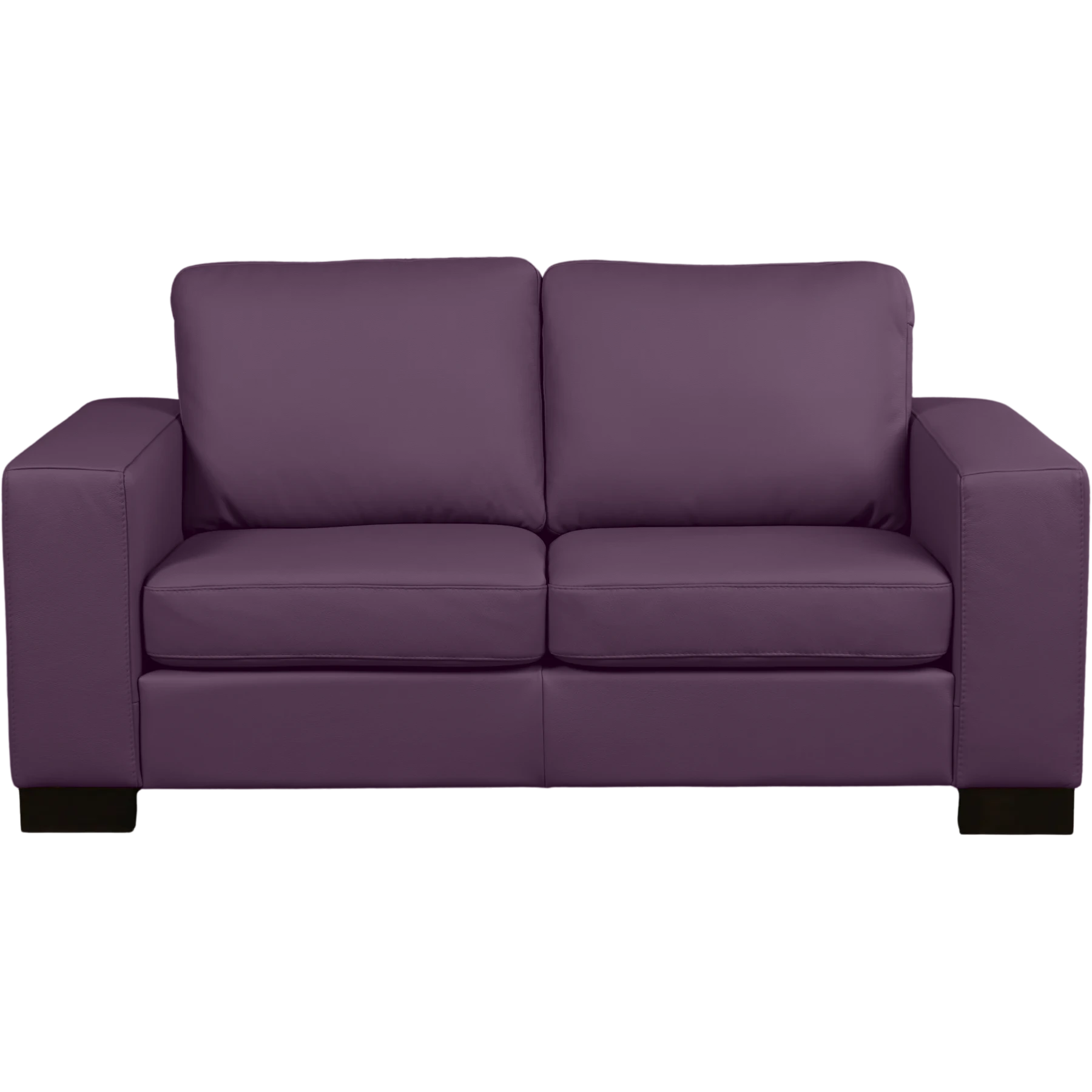 afbeelding van Leren bank Enjoy - 2 zits - Toledo Aubergine (paars) - Poten hout bruin