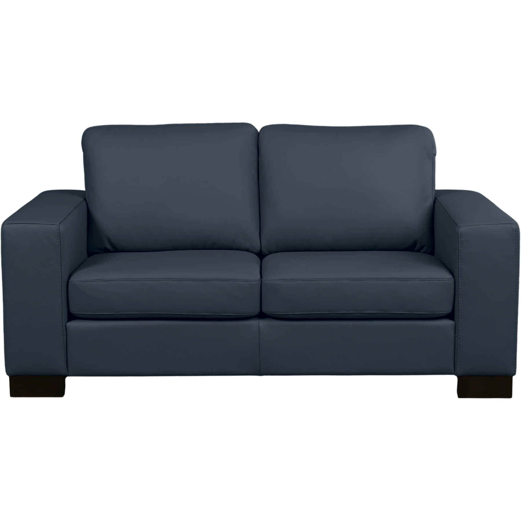 afbeelding van Leren bank Enjoy - 2 zits - Toledo Marine (blauw) - Poten hout bruin