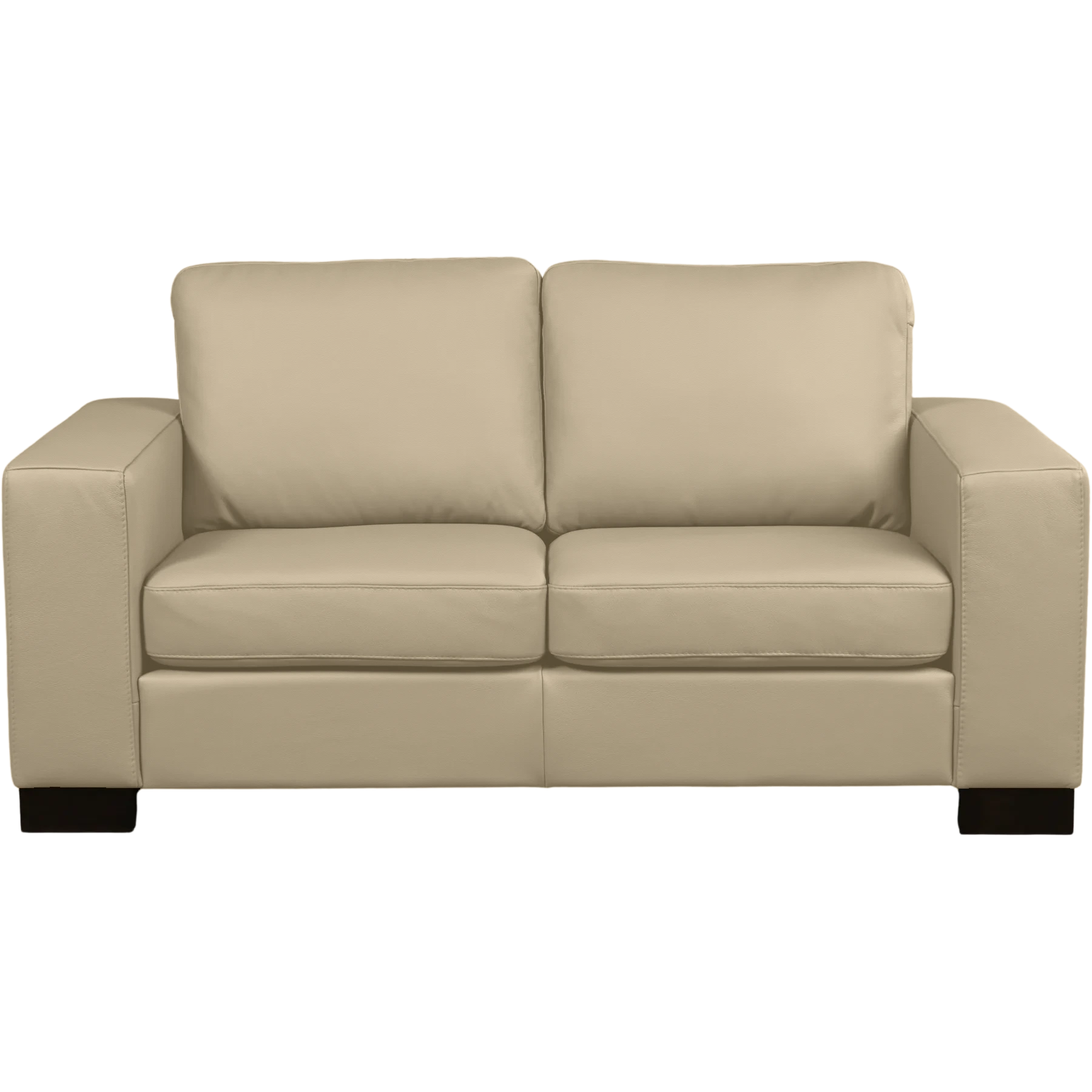 afbeelding van Leren bank Enjoy - 2 zits - Toledo Mastic (taupe/bruin) - Poten hout zwart