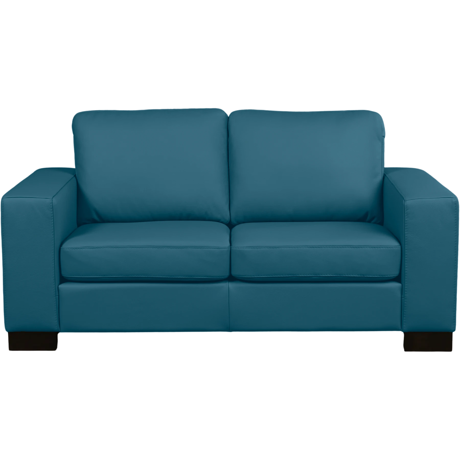 afbeelding van Leren bank Enjoy - 2 zits - Toledo Turquoise (blauw) - Poten hout zwart
