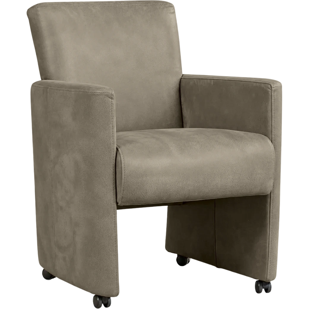 afbeelding van Leren eetkamerstoel Elegant - Kenia Lightgrey (lichtgrijs) - Zonder handgreep