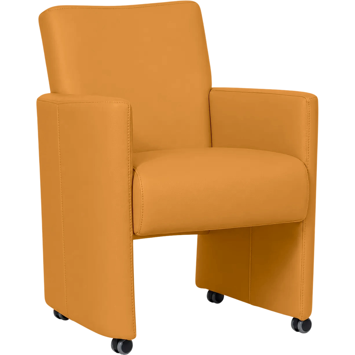 afbeelding van Leren eetkamerstoel Elegant - Toledo Leem (geel/bruin) - Met handgreep RVS