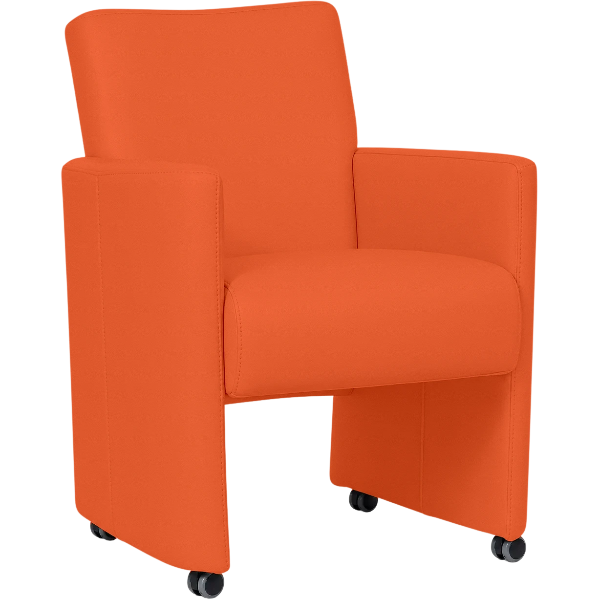 afbeelding van Leren eetkamerstoel Elegant - Toledo Orange (oranje) - Met handgreep RVS