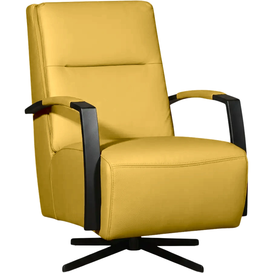 afbeelding van Leren draaifauteuil Award - Toledo Giallo (geel) - Schotelvoet zwart