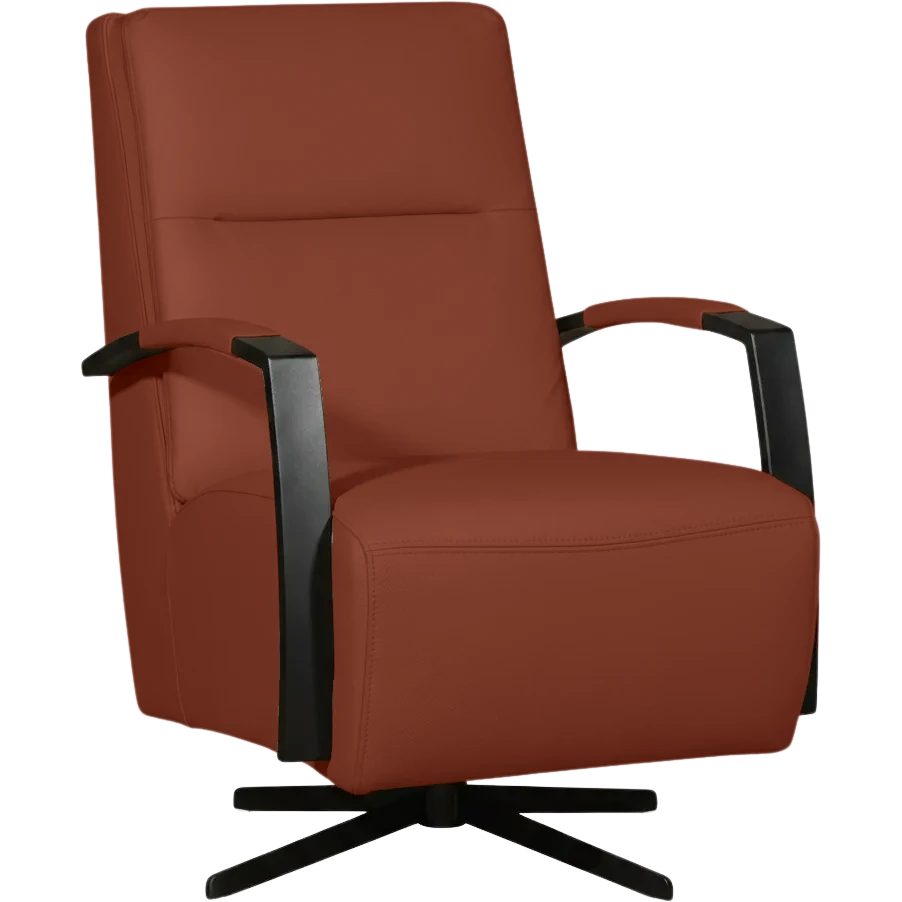 afbeelding van Leren draaifauteuil Award - Toledo Terra (donkercognac) - Schotelvoet zwart