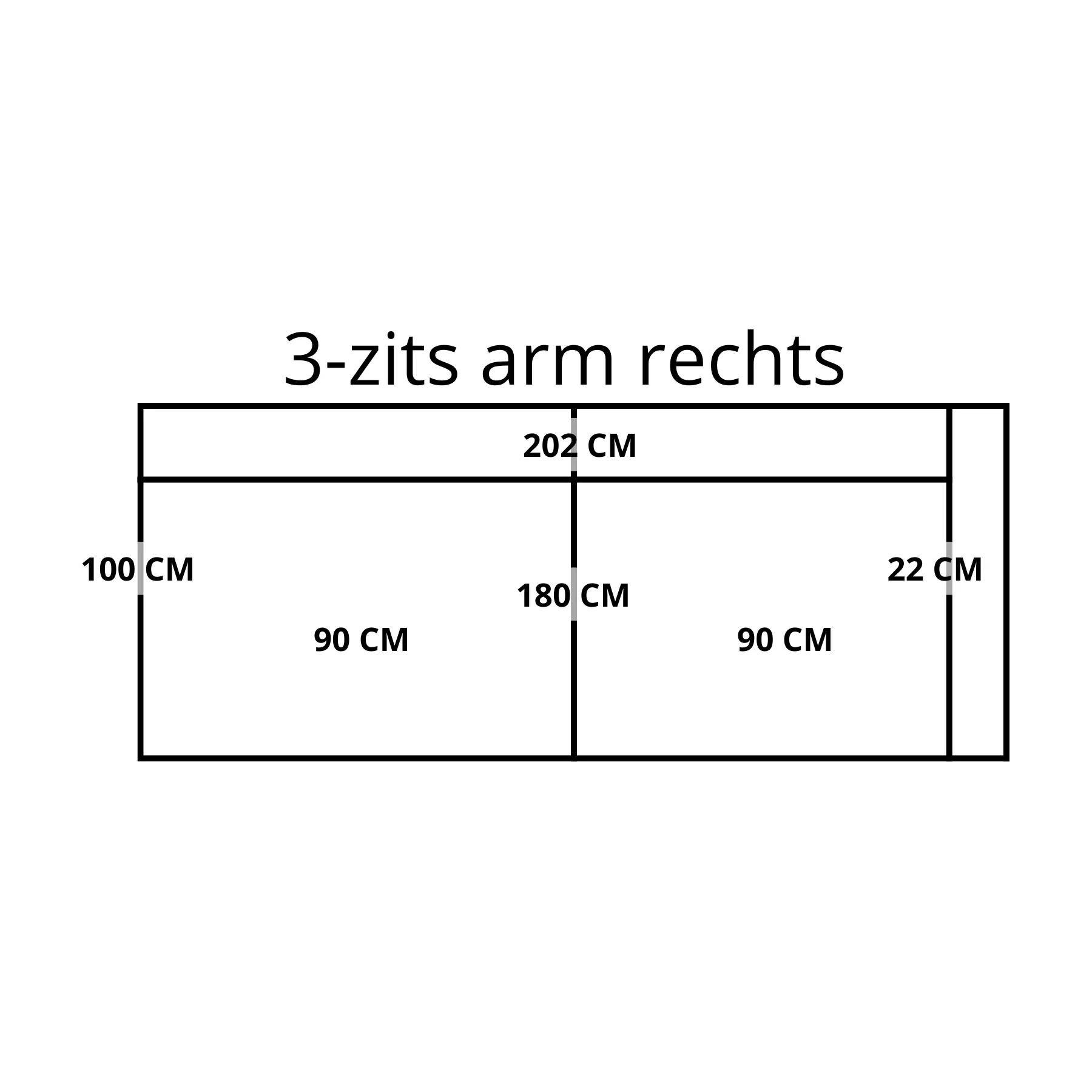 afbeelding van Leren elementenbank Flow - element 3 zits arm rechts